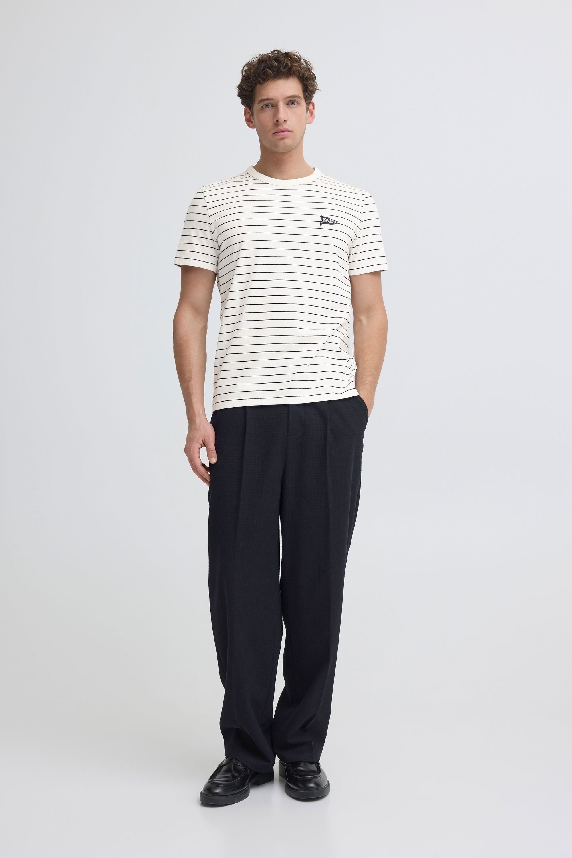 Casual Friday Rundhalsshirt CFTangen Gestreiftes T-Shirt mit dezentem Stick-Detail