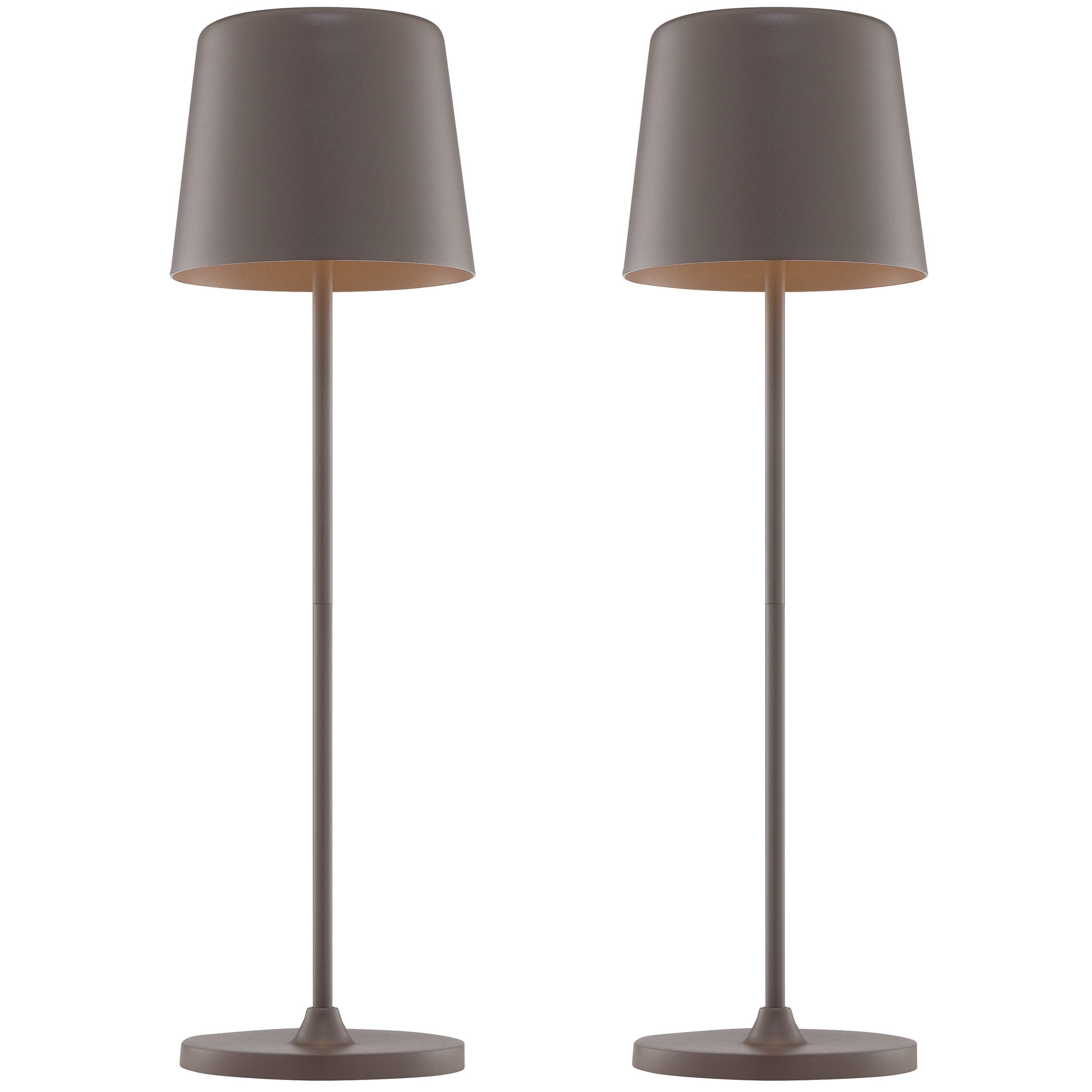 Brilliant LED Tischleuchte Kaami - mobile LED Außen Akku Tischlampe 2er-Set, Dimmfunktion, mehrere Helligkeitsstufen, LED fest integriert, Warmweiß, 310 lm, Touchdimmer, USB, Akku, Outdoor, Indoor, Akkuleuchte 37cm hoch