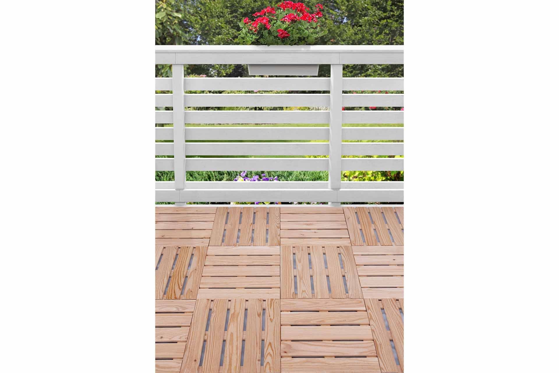 Mega-Holz Terrassenplatte Holzfliese Lärche 40x40 cm 6 Stk. - ca. 1 m² Bodenfliesen aus Holz, Holz 40x40, Sparset, Gartenweg aus Lärchenholz Natürlich und Rutschfest