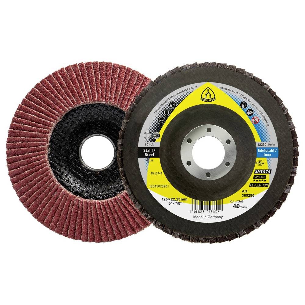 Klingspor Schleifaufsatz SMT 974 Schleifmopteller Keramik, 125 x 22,23 mm Korn 60 gewölbt