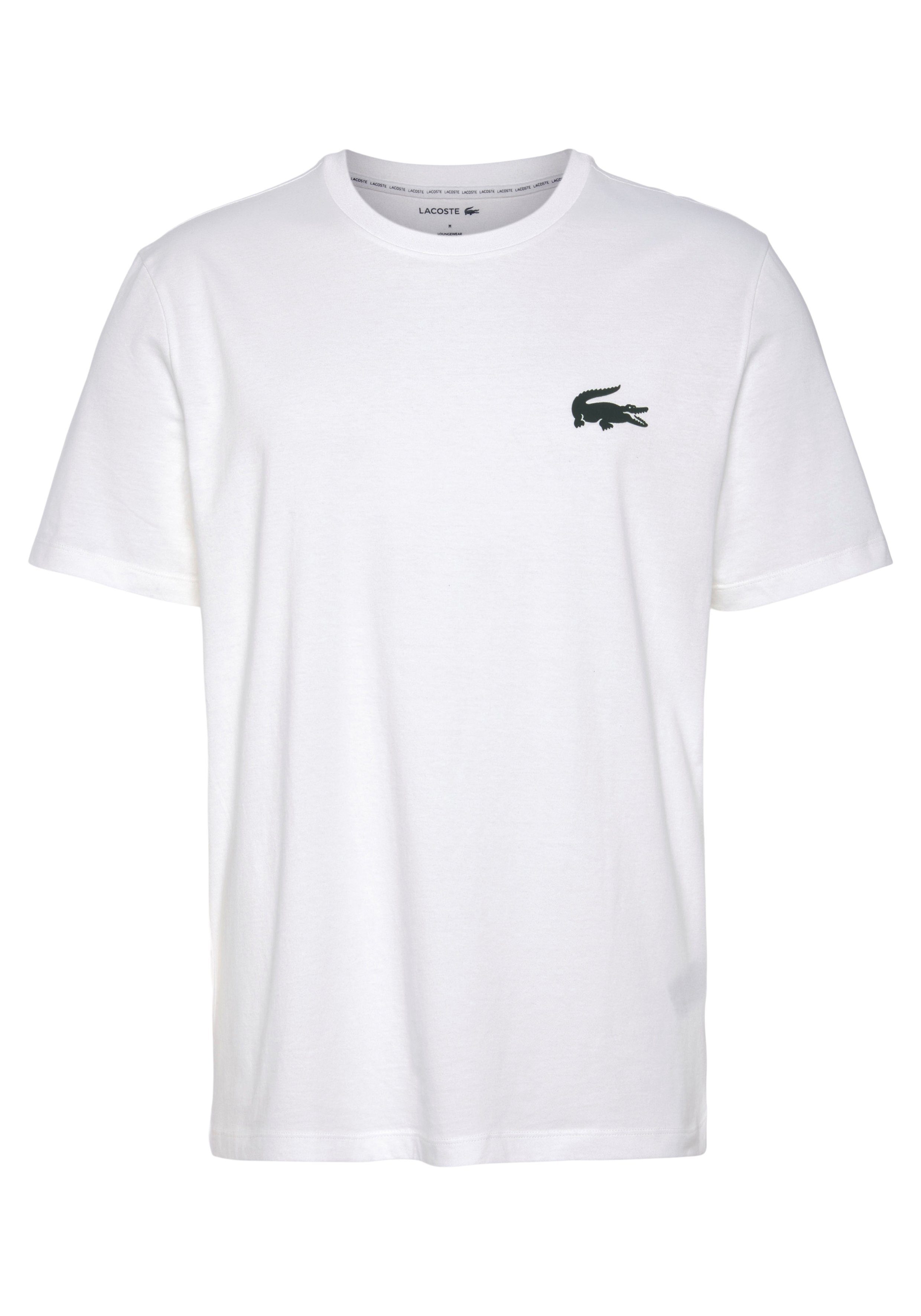 Lacoste T-Shirt mit großem Krokodillogo auf der Brust weiß