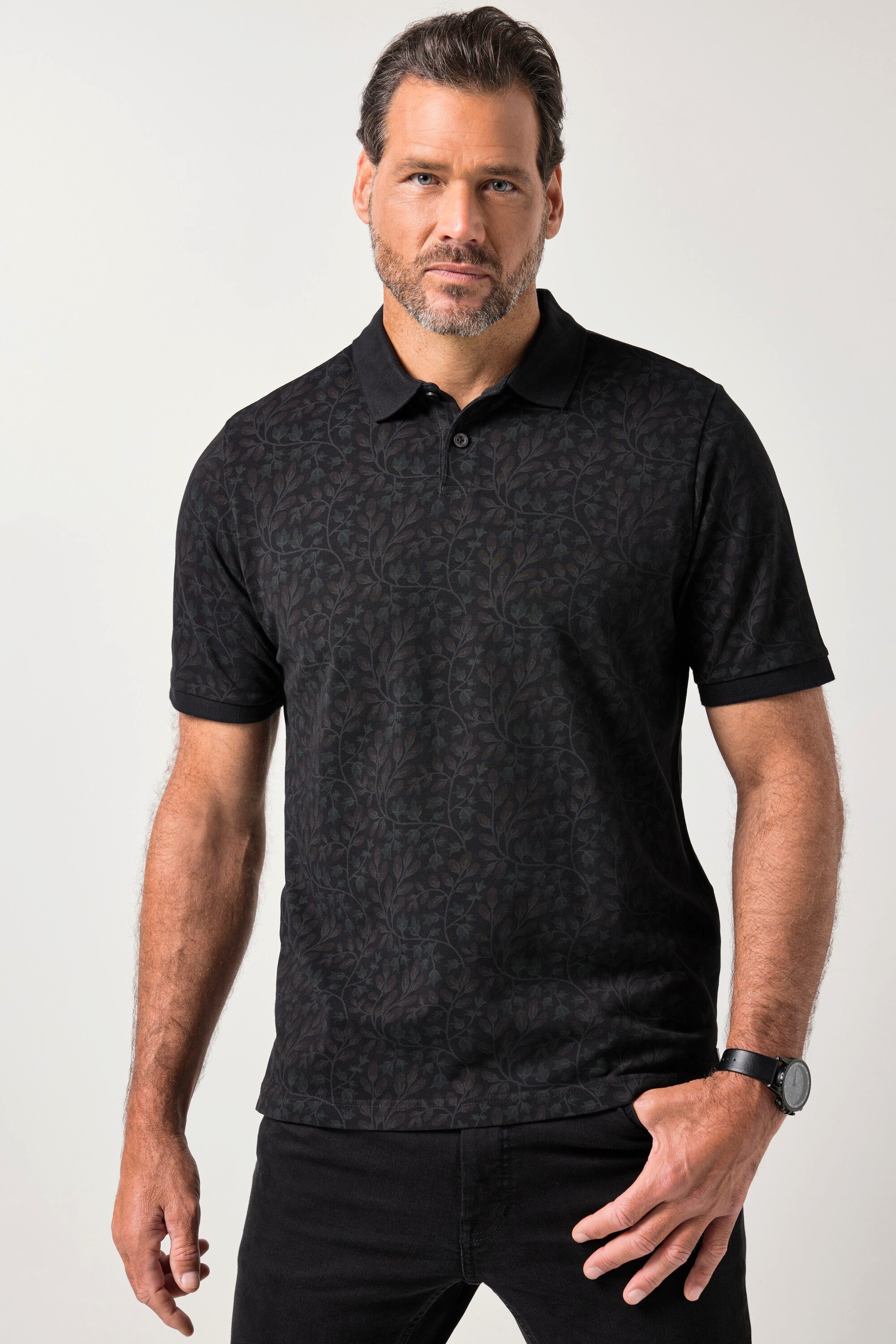 Poloshirt Poloshirt Halbarm Piqué Brustprint Vintage Look