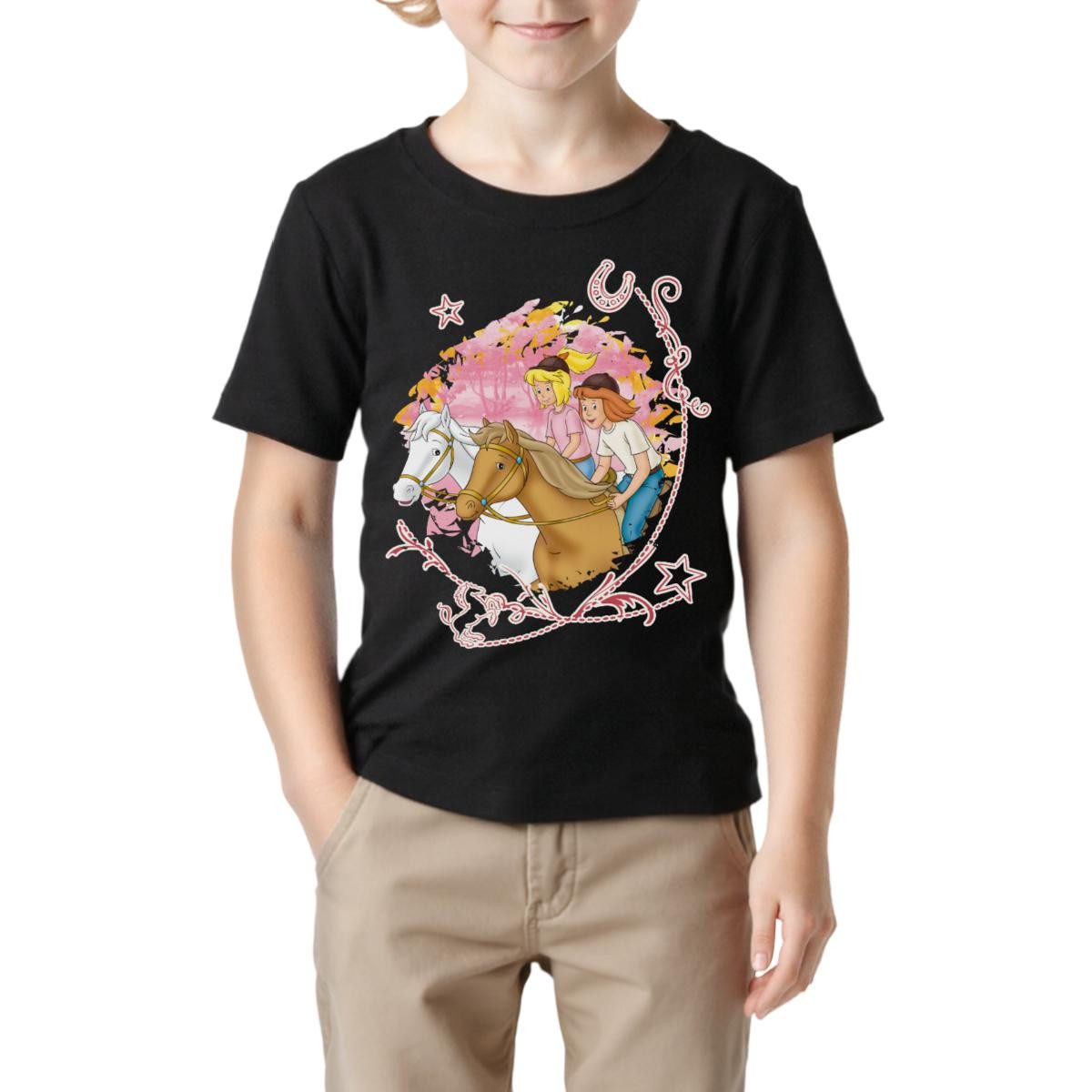 Spreadshirt T-Shirt Bibi Und Tina Wettreiten Im Wald Kinder Basic T-Shirt (1-tlg)