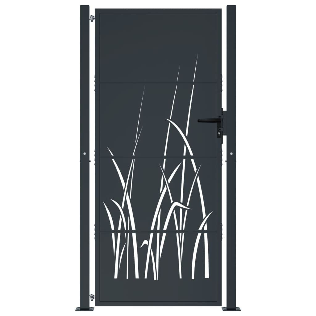 vidaXL Gartentor 100 x 175 cm Gartentor Anthrazit 105x180 cm Stahl Gras-Design Abschlie