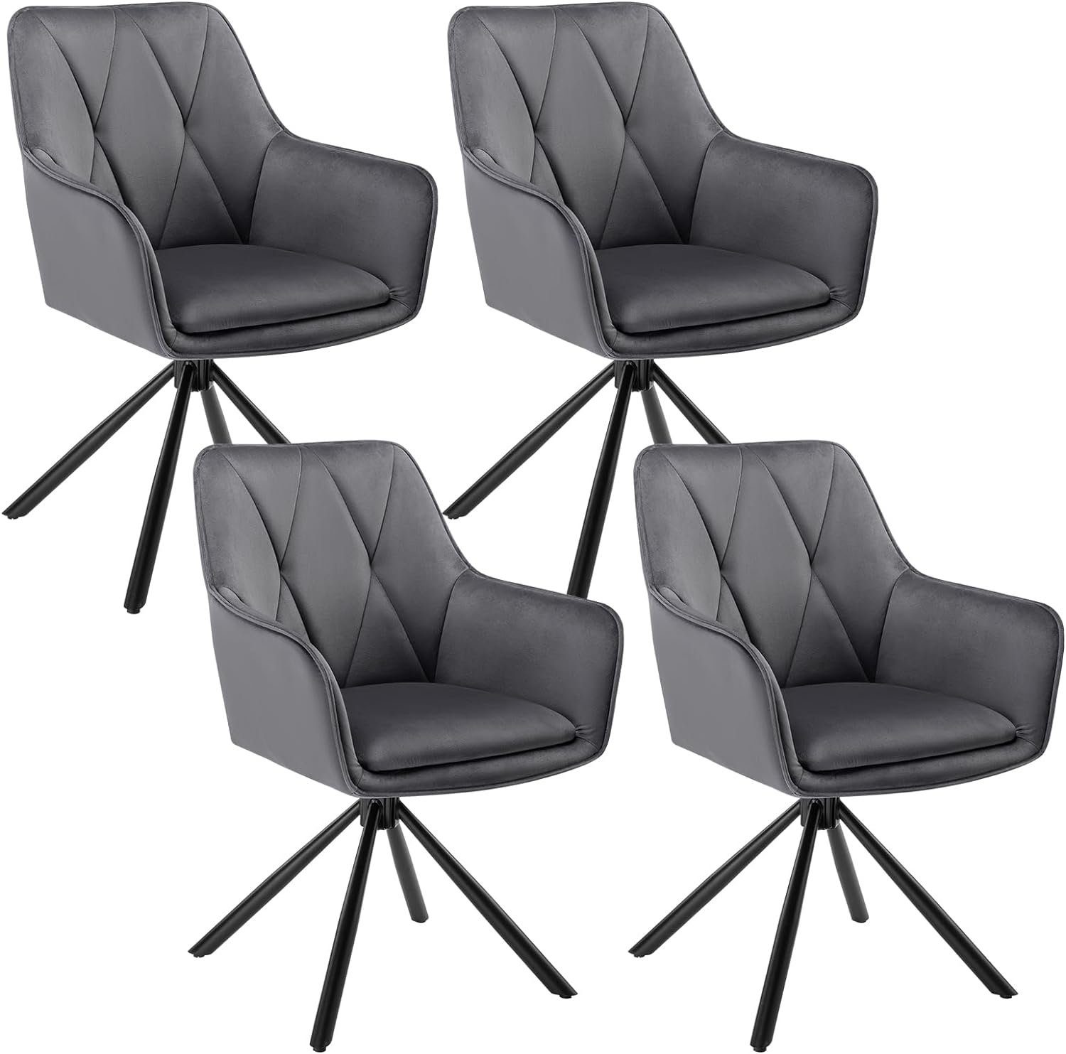 EUGAD 4-Fußstuhl (4 St), Esszimmerstühle drehbar, mit Armlehnen Rückenlehne günstig online kaufen