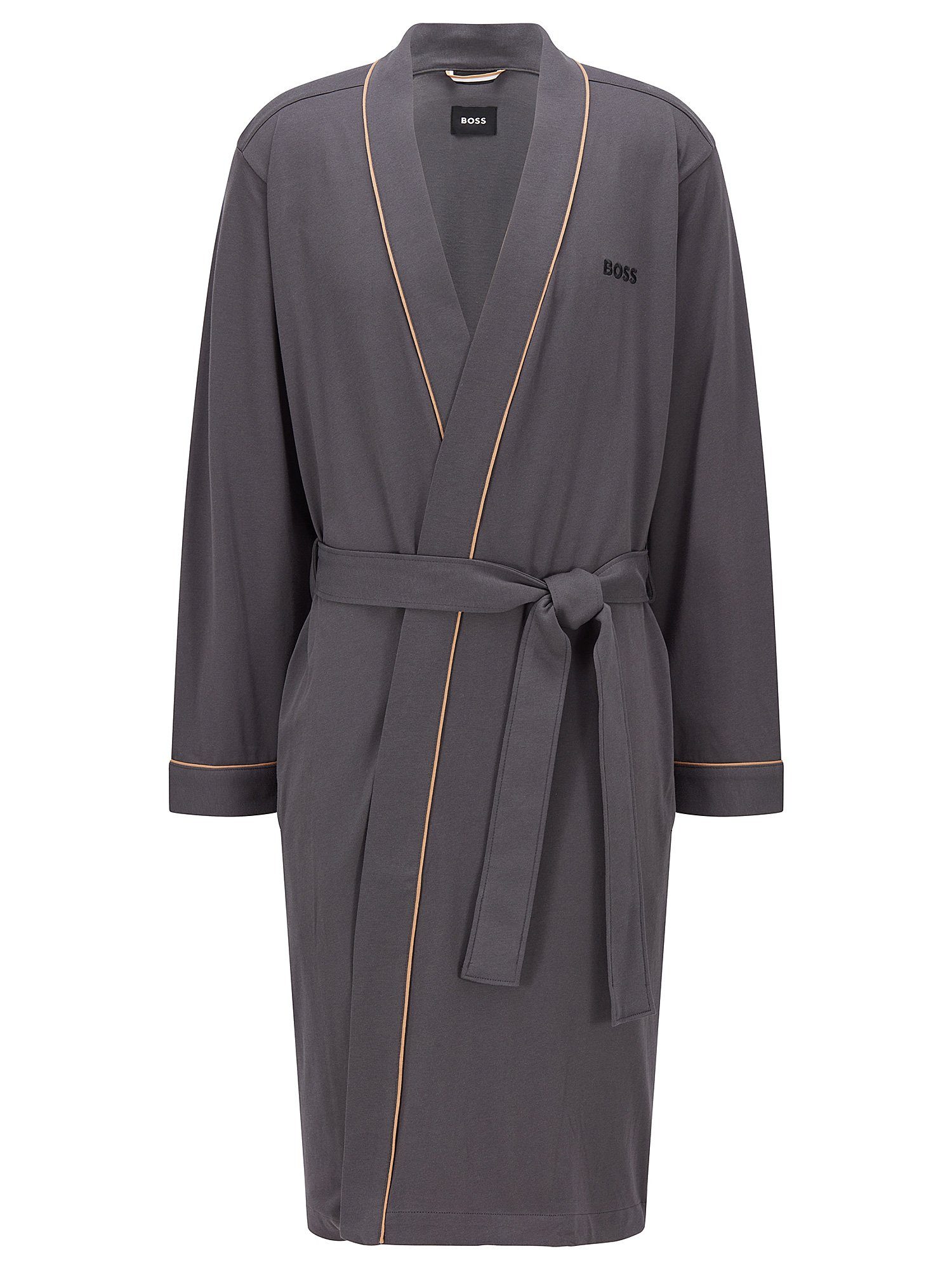 BOSS Morgenmantel Kimono, Baumwolle, Kimono-Kragen, Gürtel, Herren Hausmantel aus reiner Baumwolle