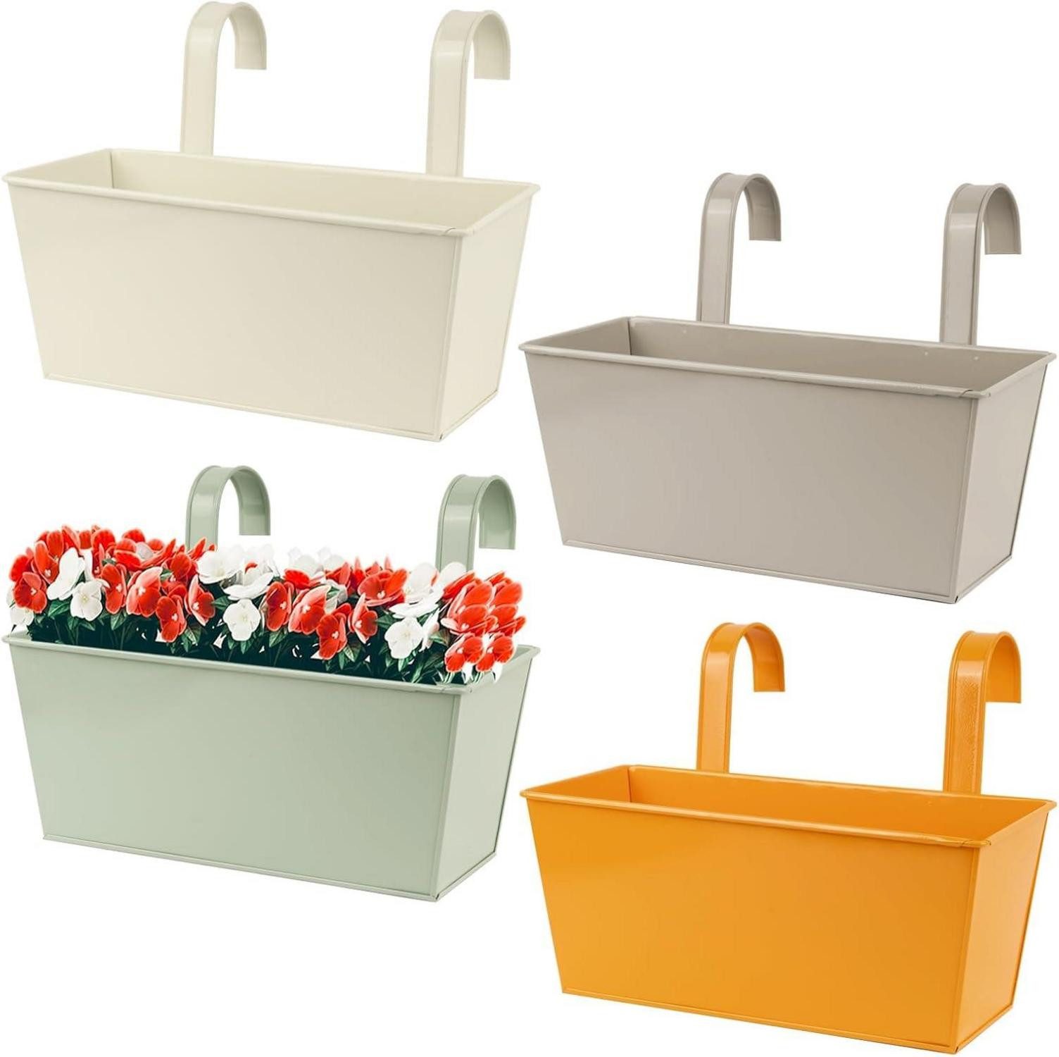 LuxusKollektion Blumentopf 4er Set Hängende Цветочные горшки Balkon Garten Metall Pflanzentöpfe 26cm