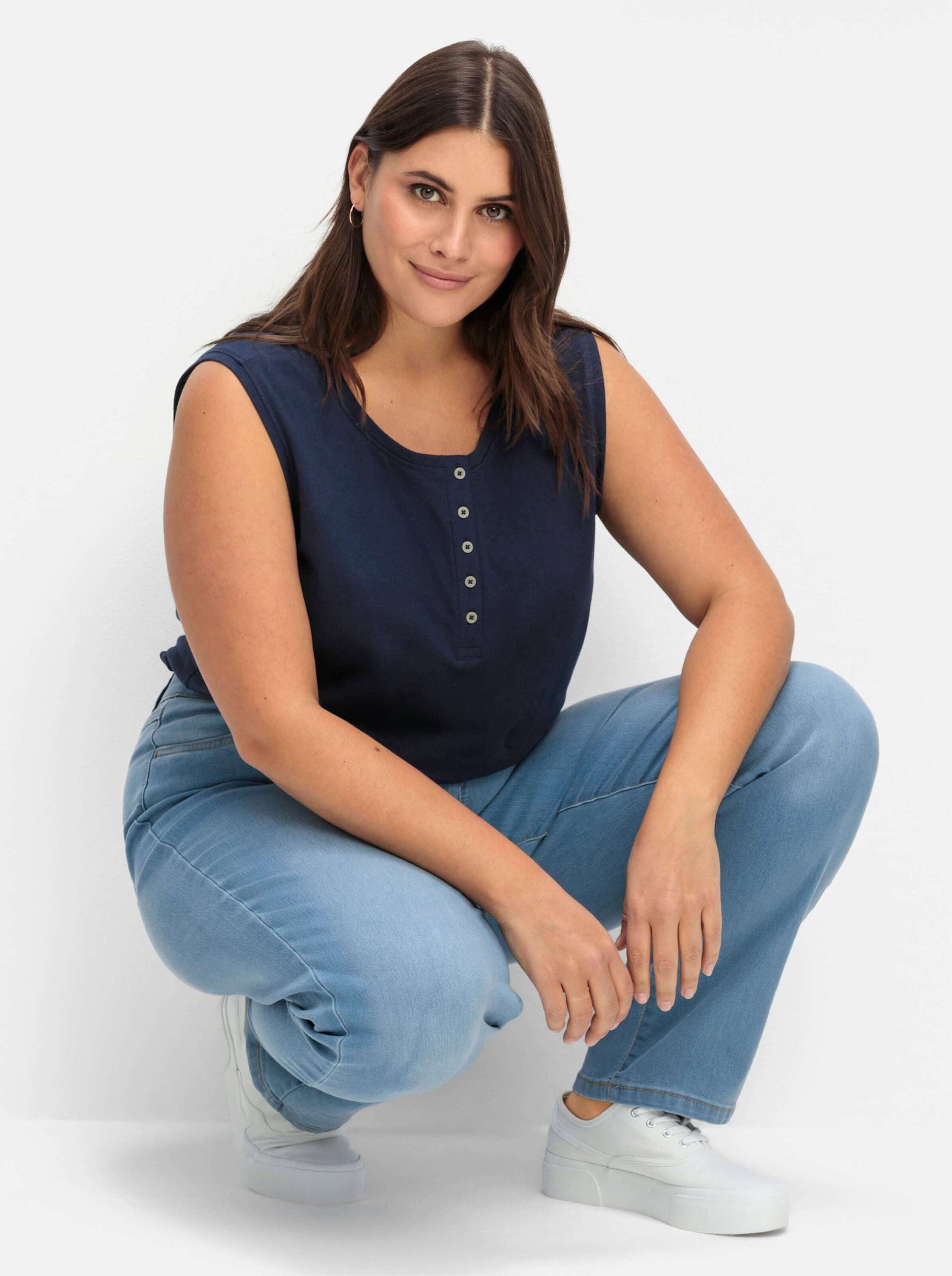Sieh an! Bequeme Jeans Jeans komfortabel mit elastischem High-Waist-Bund
