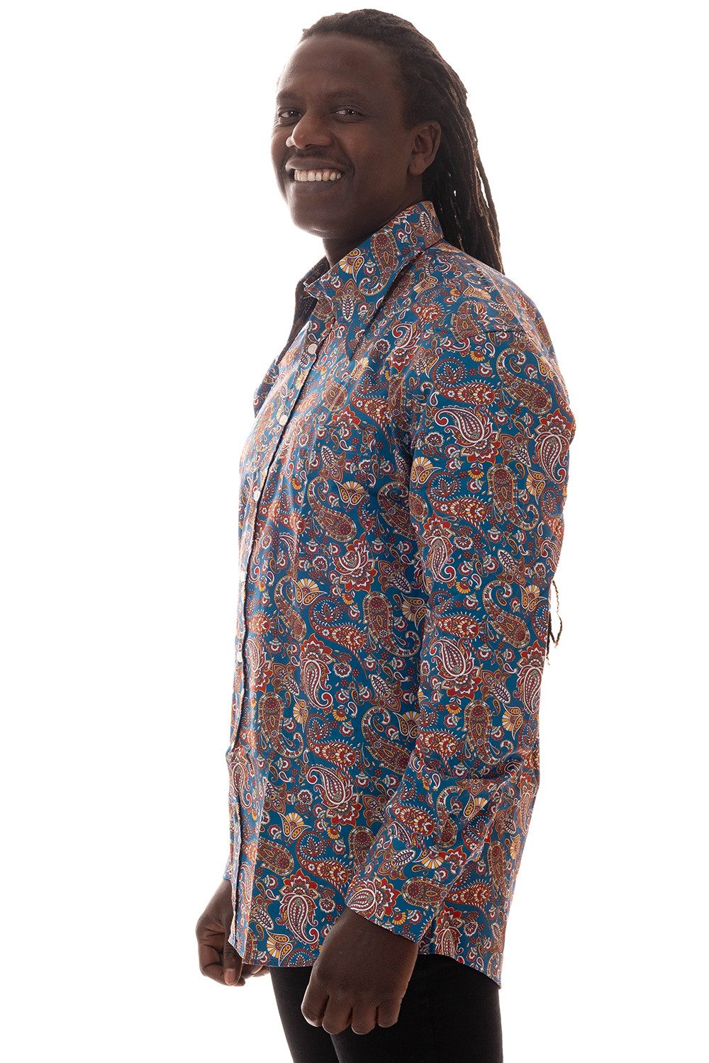 Comycom Langarmhemd Herren Paisley in navy und rot