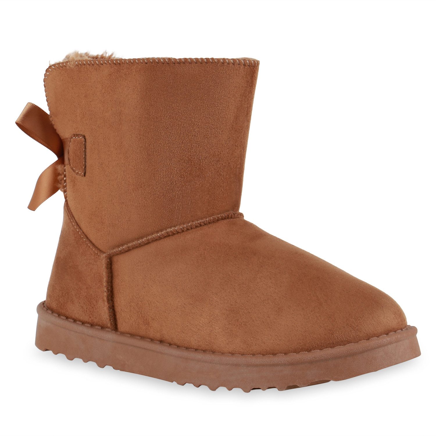 VAN HILL 824965 Schlupfboots Damen Stiefeletten Schlupfstiefel Warm Gefütterte Stiefel Schleife