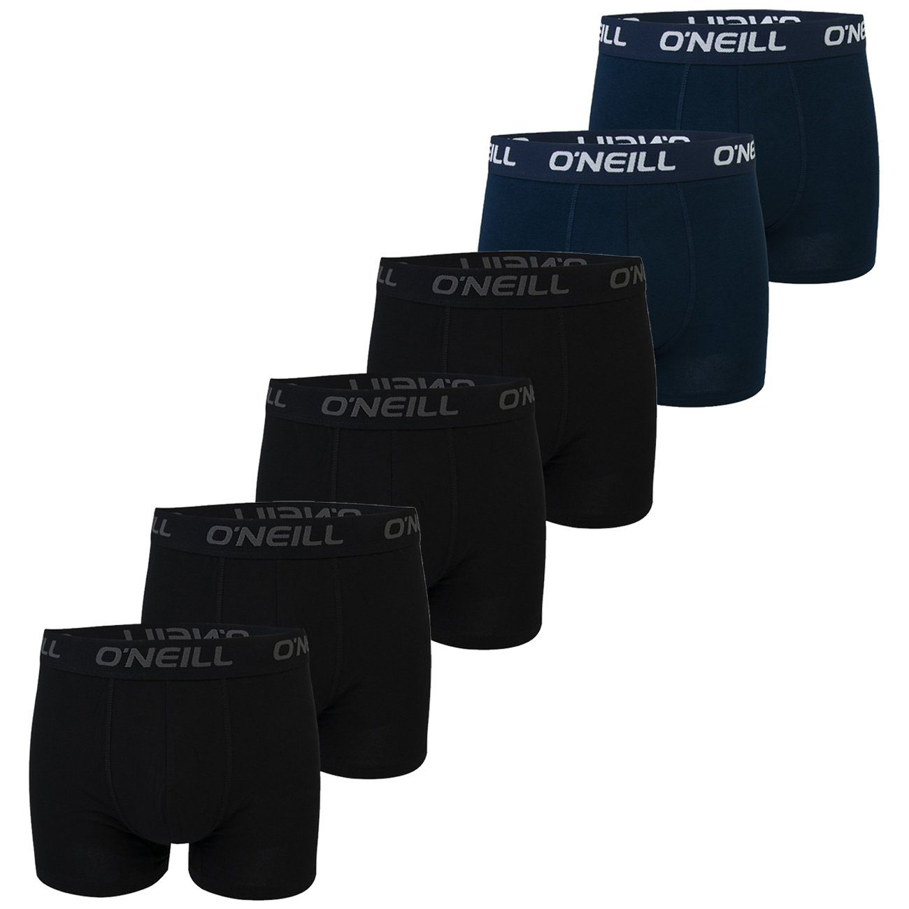 O'Neill Boxershorts Men boxer O'Neill plain Multipack (6-St) mit Logo Webbund 4x Black (6969P) & 2x Marine Marine (4949P)