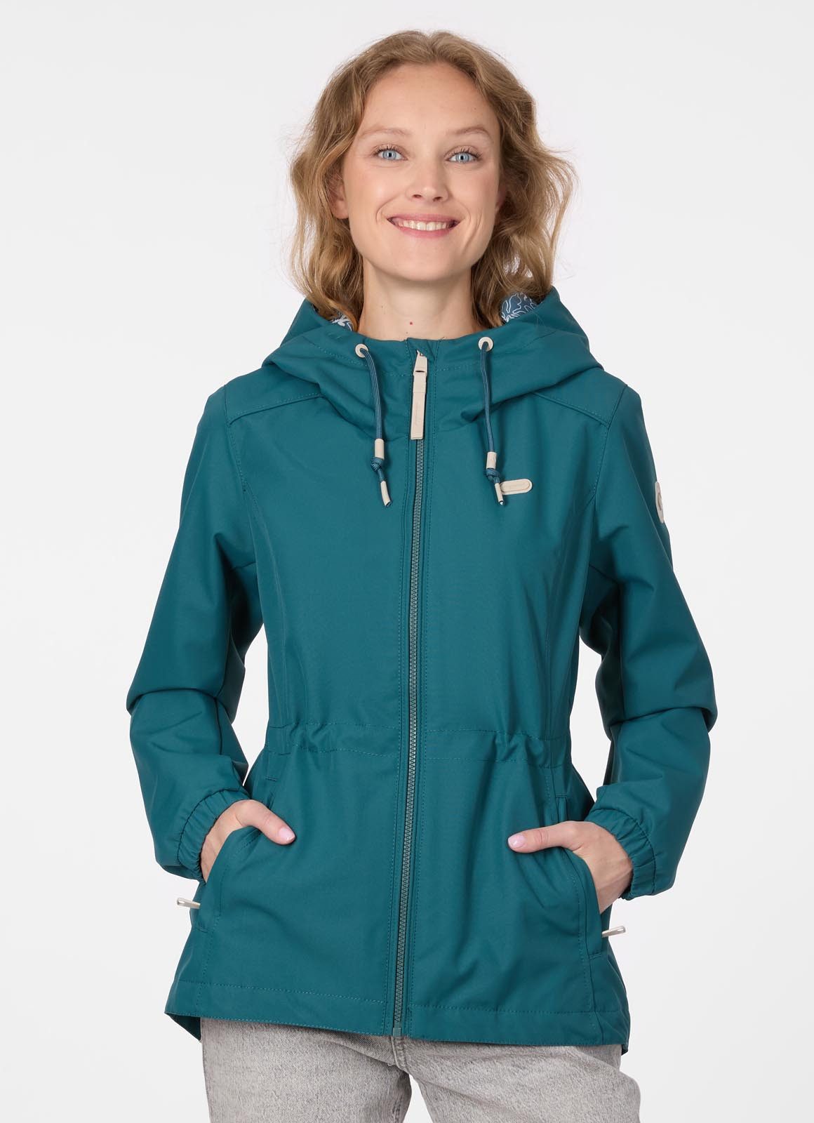 Ragwear Parka DANKKA Mit Kordelzug, geblümtem Futter und reflektierenden Kordeln