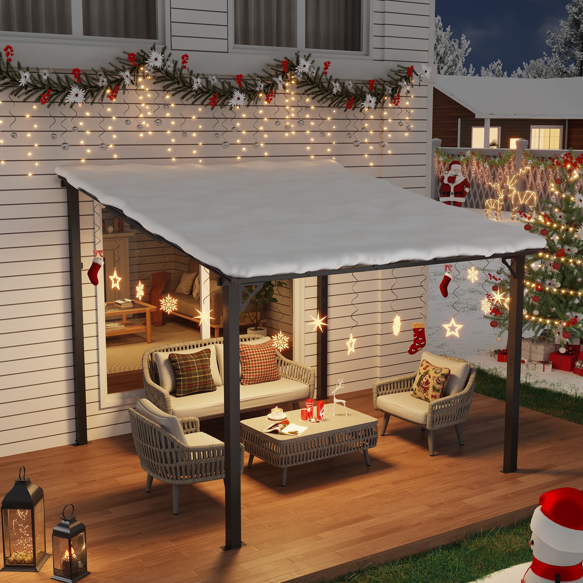 JOIVI Pergola 3x3m Terrassenüberdachung, Carport mit Sonnendach, Pavallon, günstig online kaufen