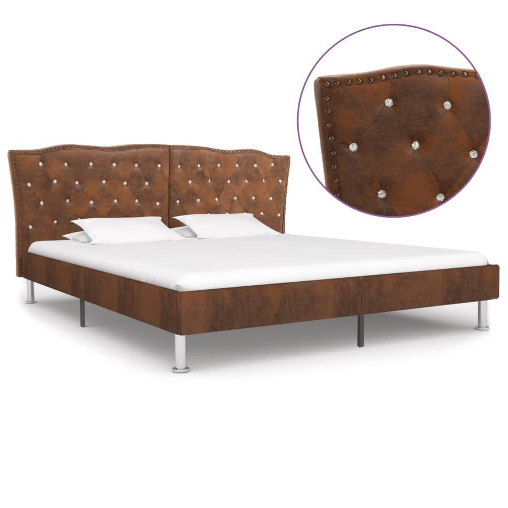 Lattenrost Bettgestell Braun Wildleder-Optik 180×200 cm, vidaXL