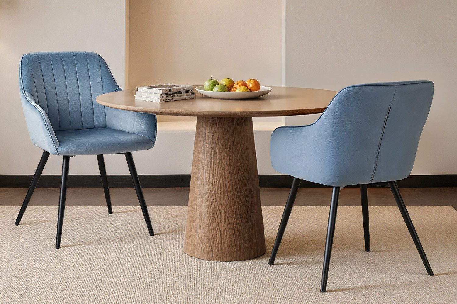 HOMAVO Esszimmerstuhl Stuhlset in Samt mit Armlehnen-modernen Design (2 St), Nach EN 12520 geprüft, mit Armlehnen, Metallbeinen, modernes Design