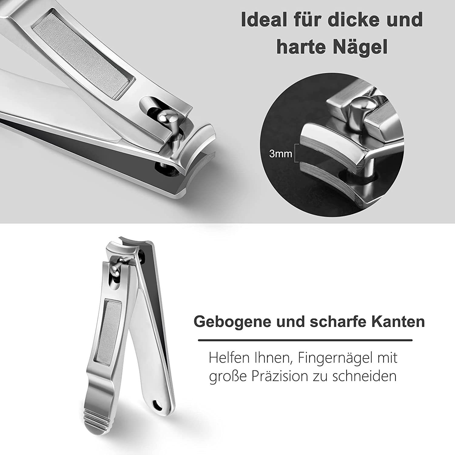 COOL-i ® Nagelknipser-Set Professionelles Nagelknipser-Set – 6-teilig mit Etui,aus Edelstahl, 6-tlg., ideal bei dicken, eingewachsenen & pilzbefallenen Nägeln