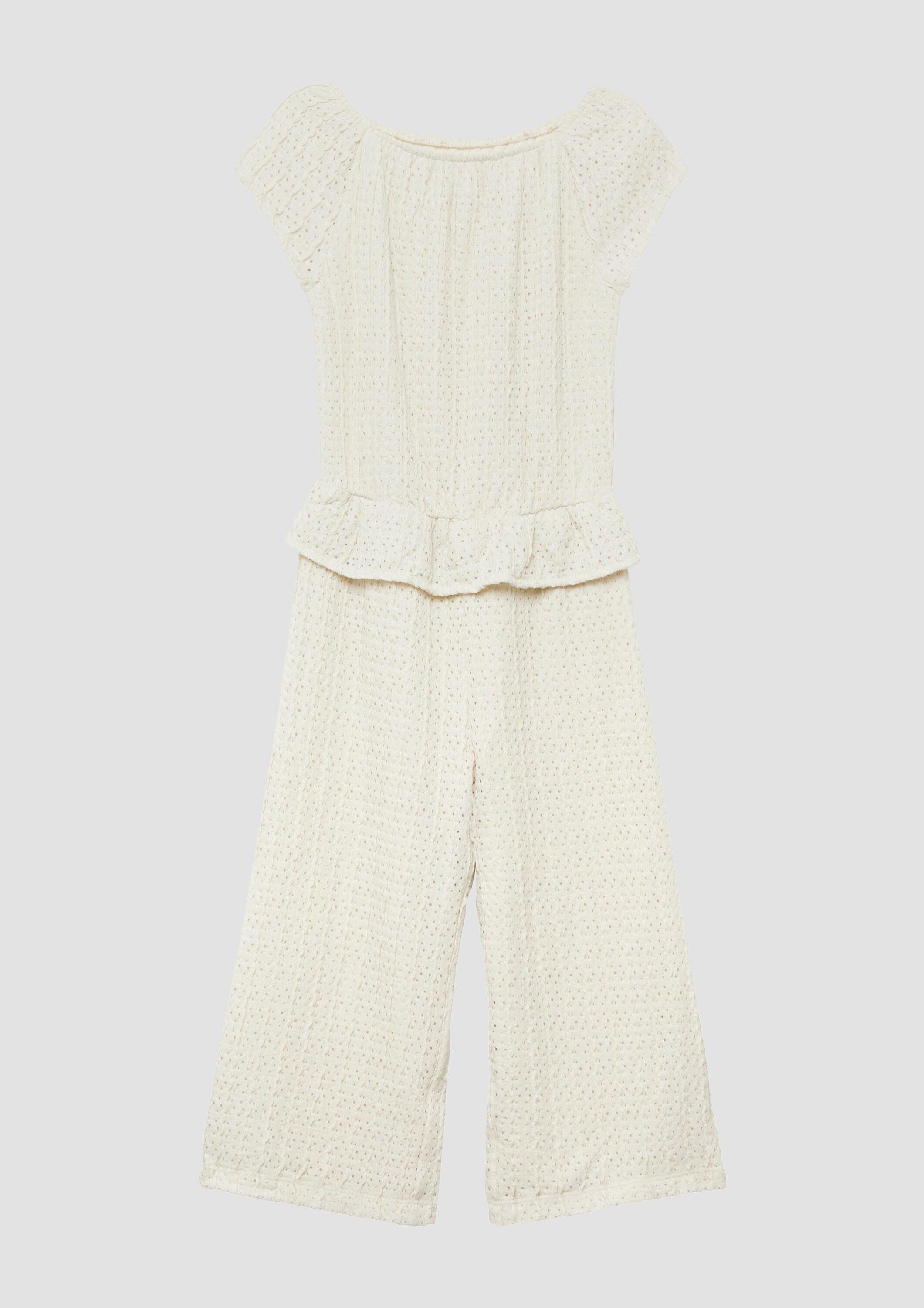 s.Oliver Jumpsuit Overall Strukturierter Overall mit Lochmuster und Volants