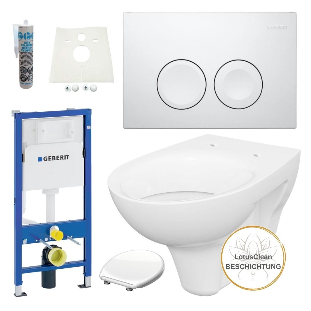 GEBERIT Vorwandelement WC Vorwandelement WC inkl. Toilette Komplettset Delta21 weiß, Spar-Set