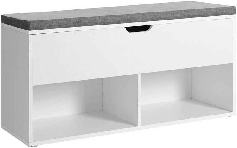 VASAGLE Schuhbank »Sitzbank«, 2 offene Fächer, Stauraum unter dem Deckel, 100 x 30 x 48 cm