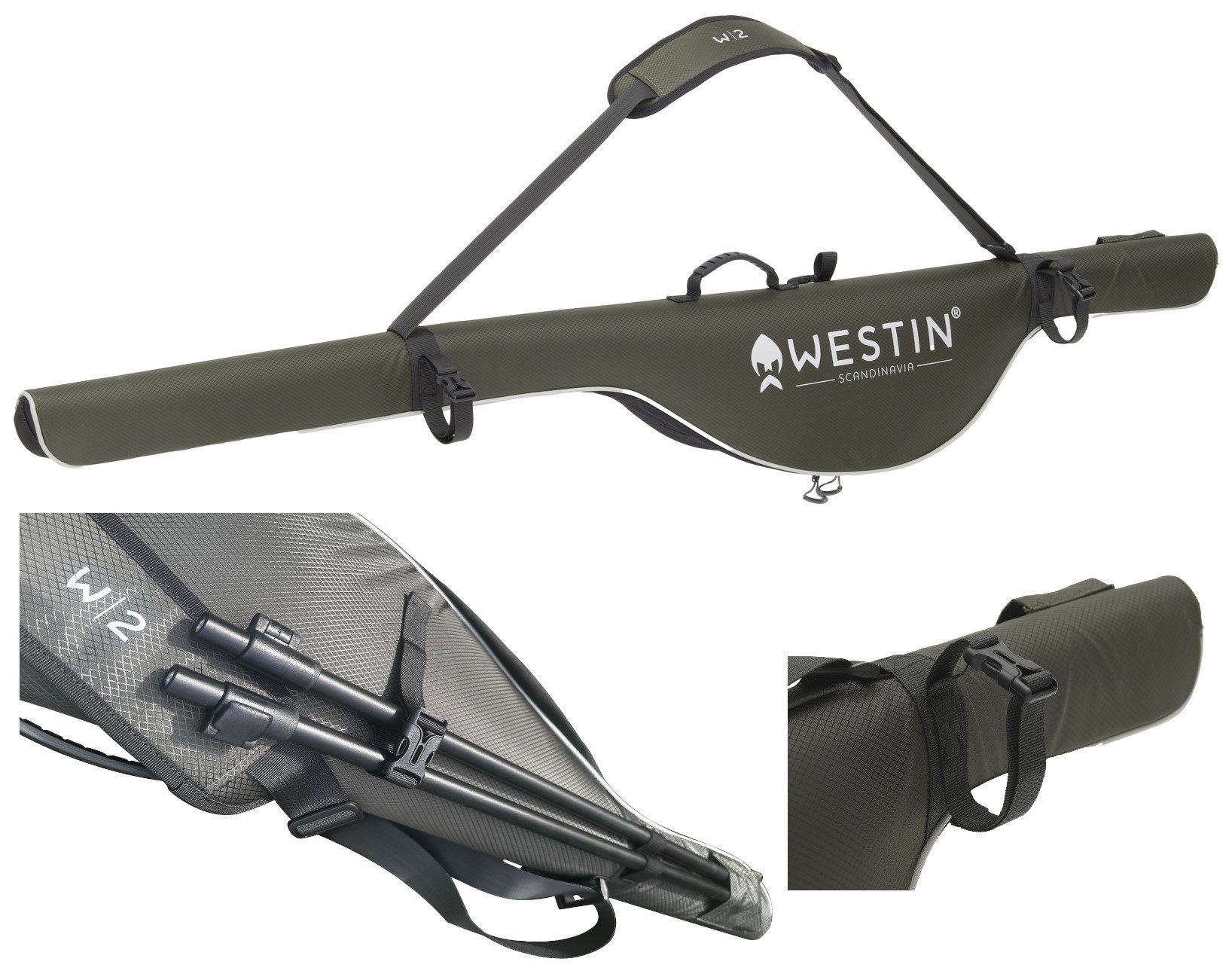 Westin Fishing Angelrutentasche W2 Rod Case Rutenfutteral - Rutentasche 193x24x8cm - Gurte Banksticks (1-tlg), Seitentasche und elastische Gurte für Banksticks