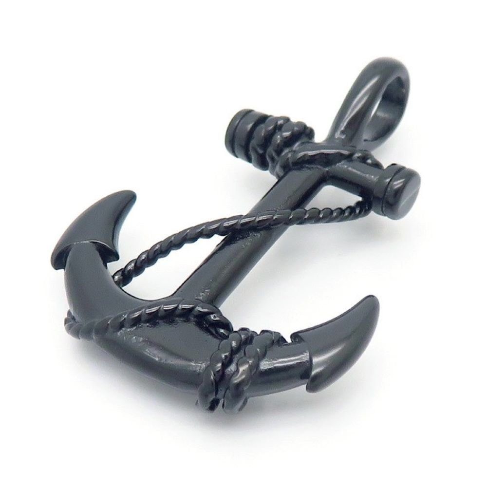 BUNGSA Anhänger Set Anhänger Anker mit Seil aus Edelstahl Unisex (Silber, Gold oder Schwar (1-tlg), Pendant Halsketten Schwarz