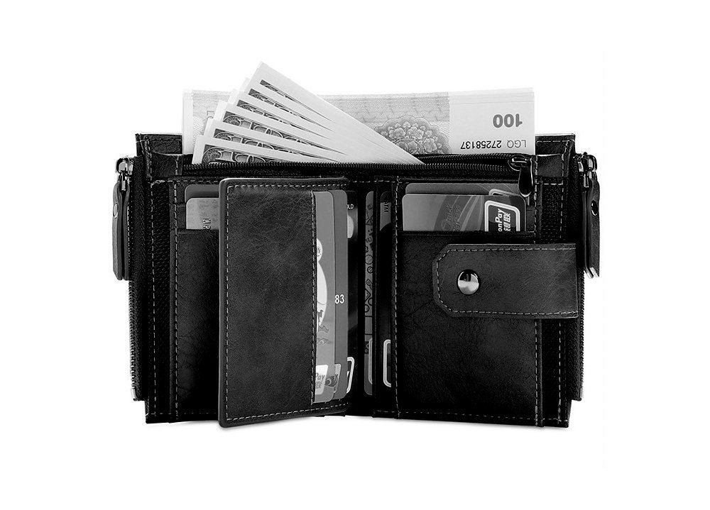 BOTC Brieftasche Herren mit RFID klein Schutz, Geldbeutel Herren mit Herren für aus Geldscheinfächer Herren 2 (Kleiner Schicht Portemonnaie Äußere PU-Leder, Scheinfach), Portemonnaie - Portmonee