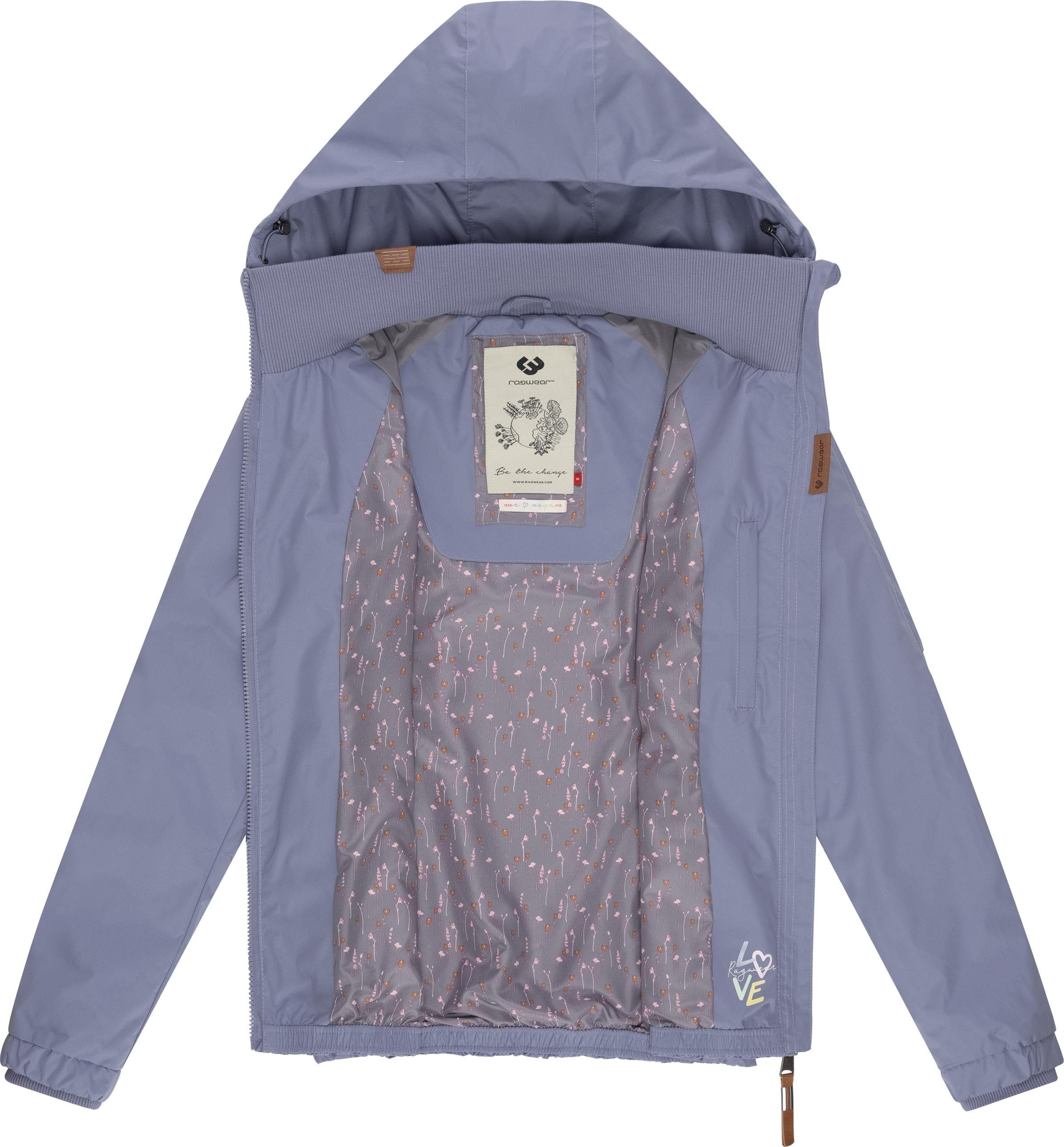 Übergangsjacke Ragwear stylische Outdoorjacke Dizzie großer stahlblau mit Kapuze