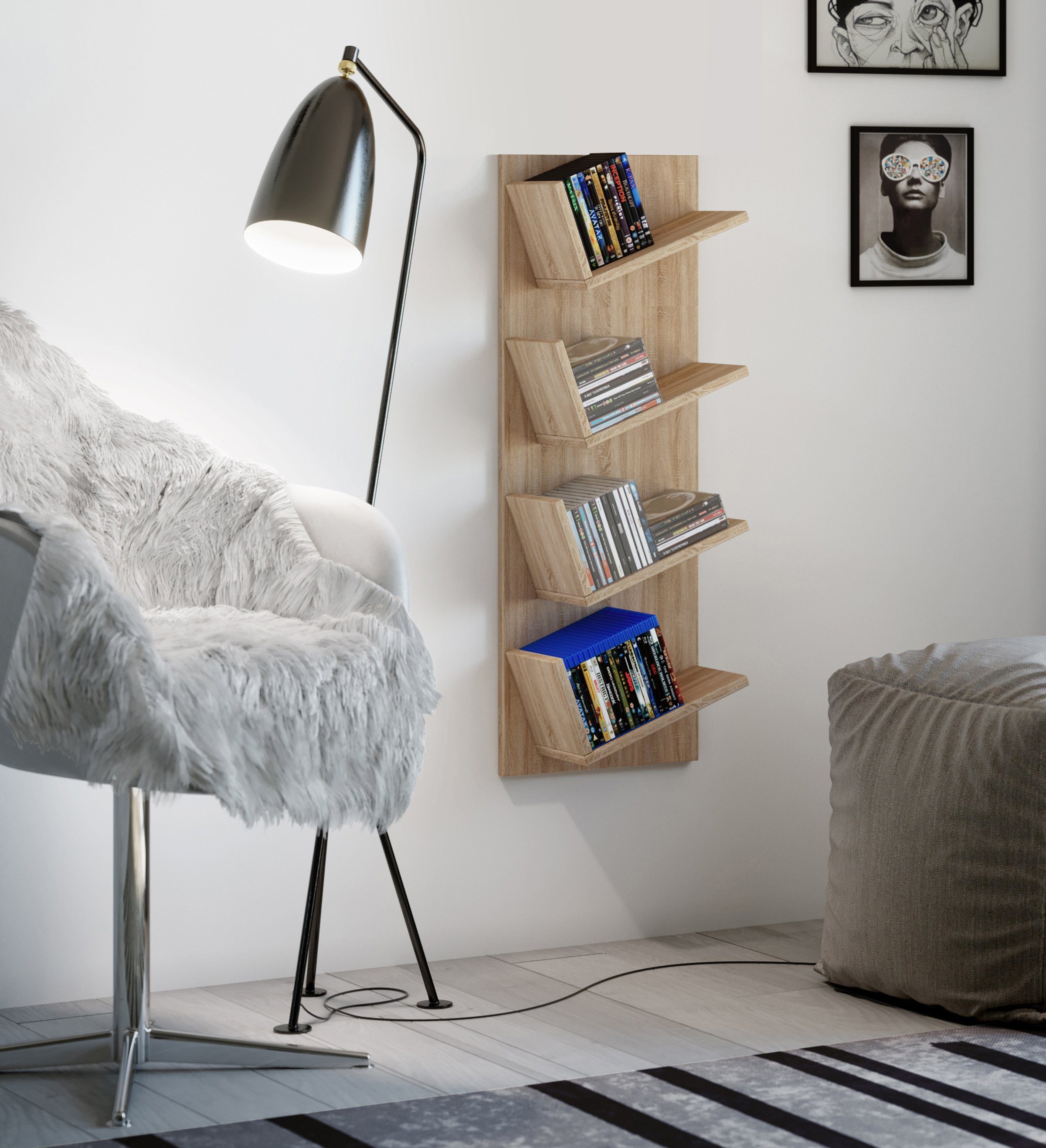 VCM Wandregal Holz Wandregal Hängeregal Regal Deko Board Lansi