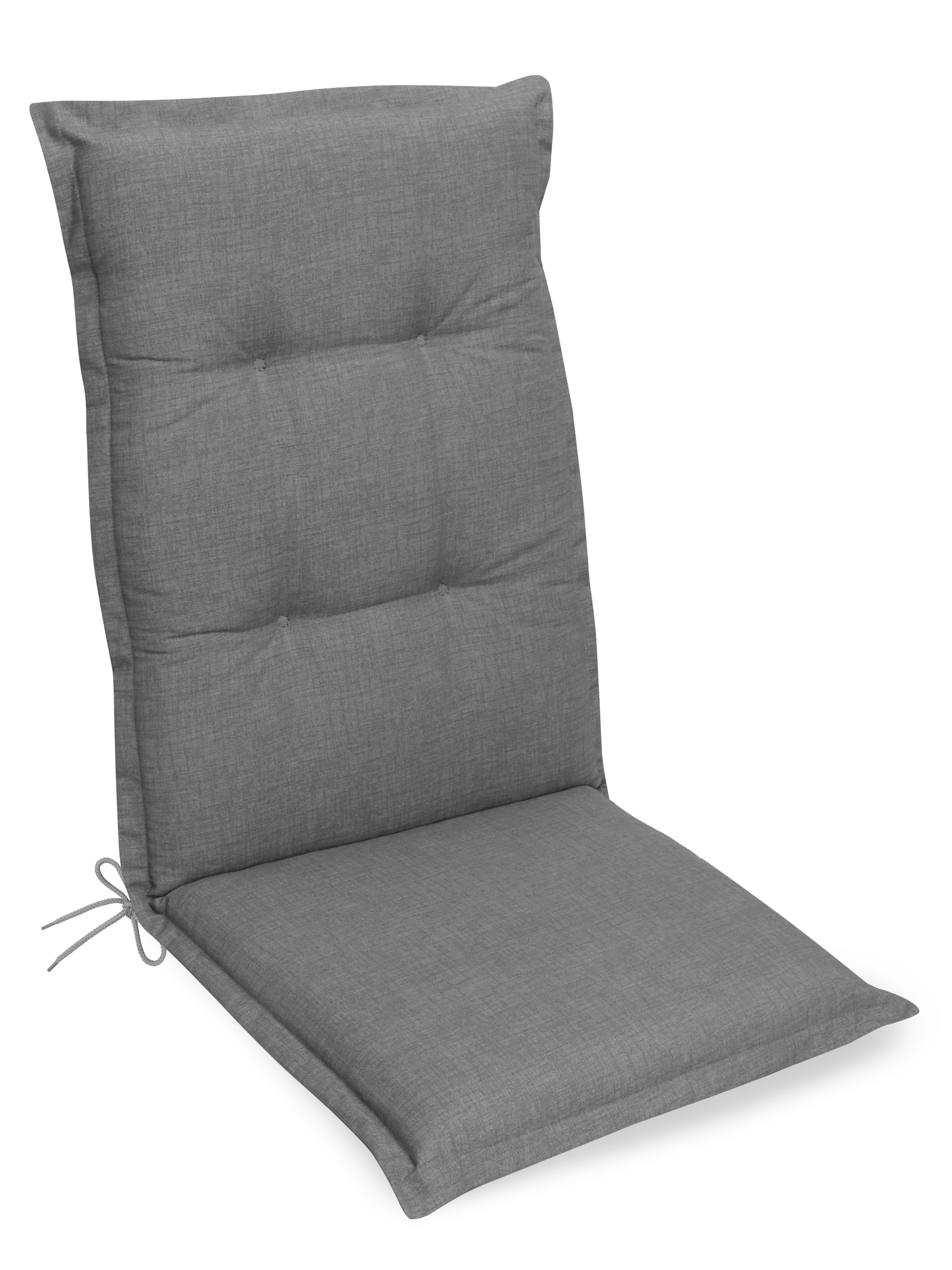 Gardissimo Hochlehnerauflage Premium grau 6 er Set Gartenstuhl Auflagen Kissen Polster Hochlehner, (Spar-Set, 6 St., 6 Auflagen), für Hochlehner-Stühle UV-beständig inkl. Bindebänder und Haltebänder
