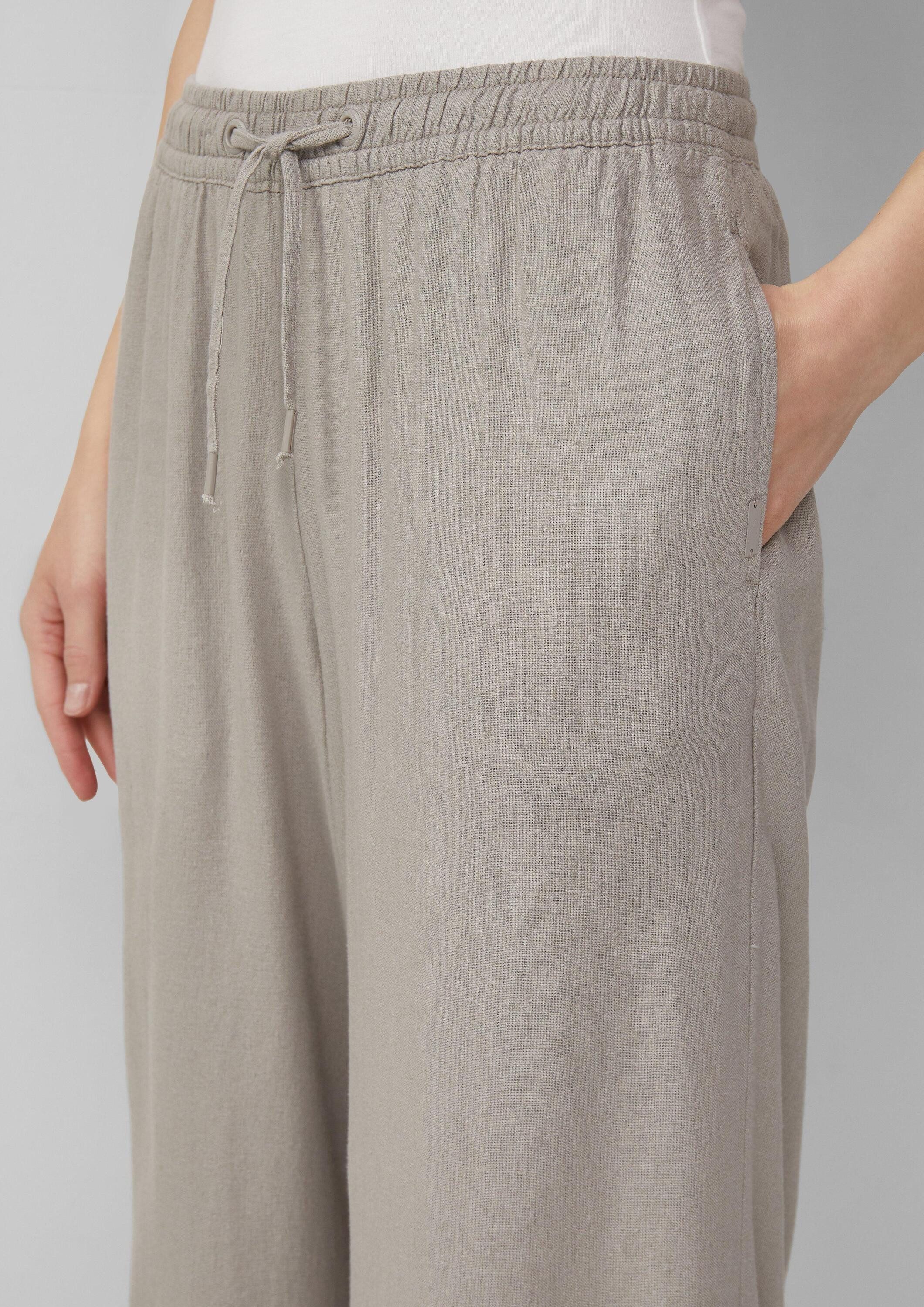QS Chinos Hose Leinenmixhose mit Gummizug und weitem Bein