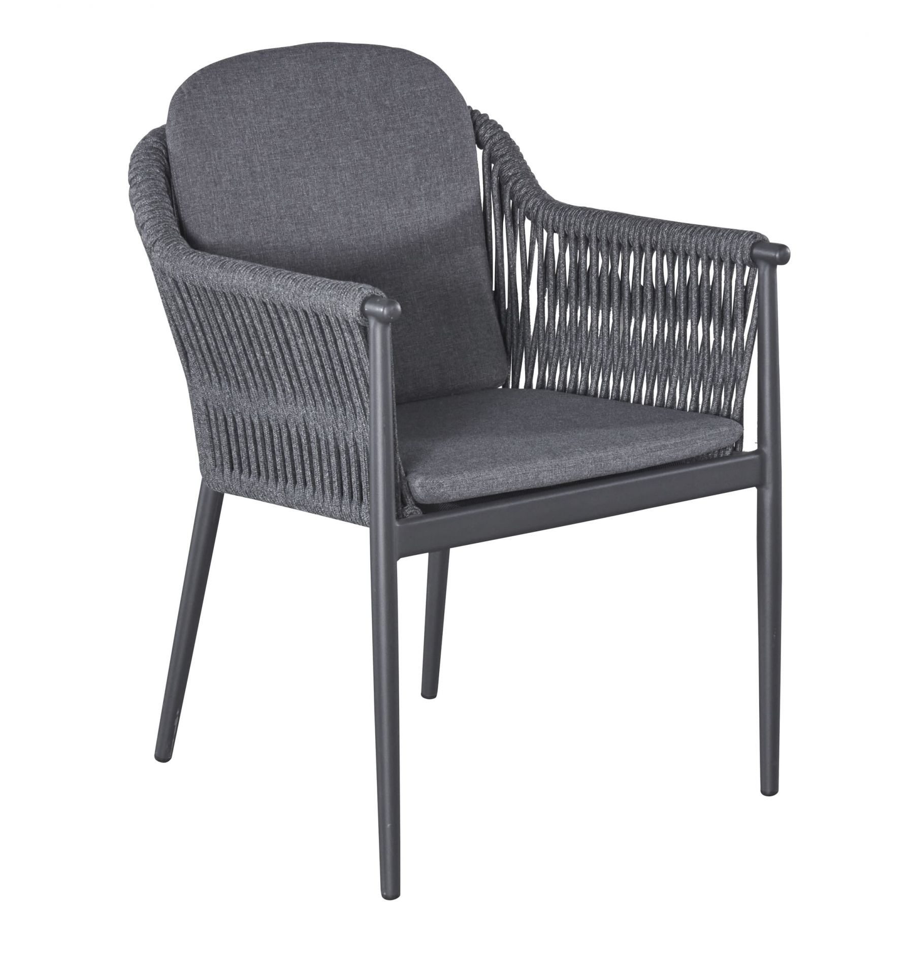 dasmöbelwerk Gartenstuhl Gartenstuhl Balu 2 Armlehnenstuhl mit Sitz- und Rückenkissen Anthrazit