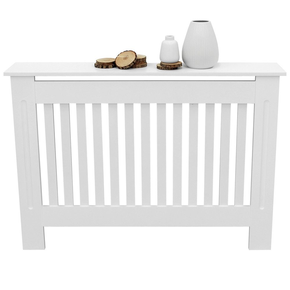 ML-DESIGN Heizungsverkleidung Heizkörperabdeckung aus Holz Heizkörperverkleidung für die Heizung, Zubehör für Heizkörper, Heizungsabdeckung lackiert Landhausstil 112x19x82 cm Weiß aus MDF