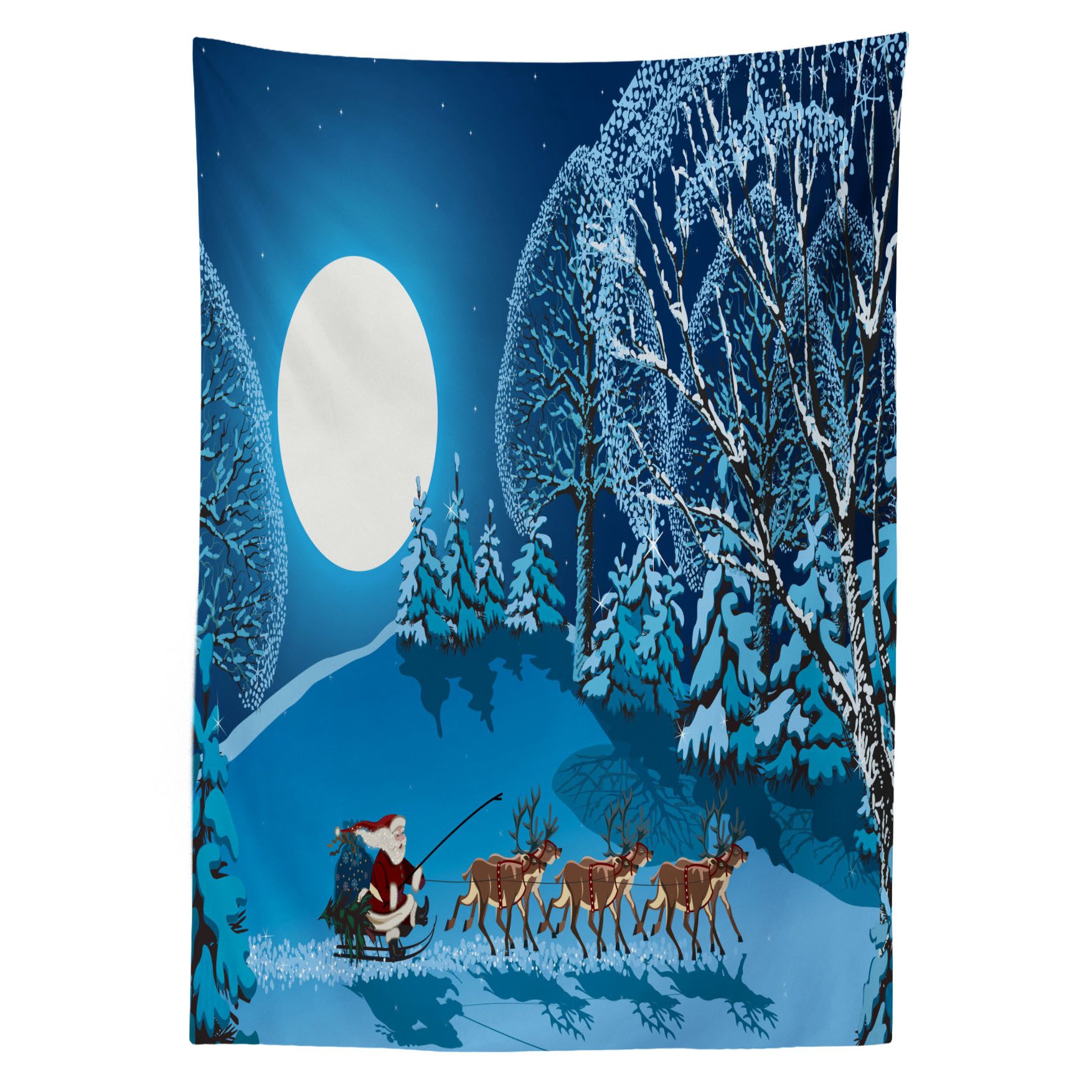 Abakuhaus Tischdecke Farbfest Waschbar Für den Außen Bereich geeignet Klare Farben, Weihnachten Weihnachtswinterwald