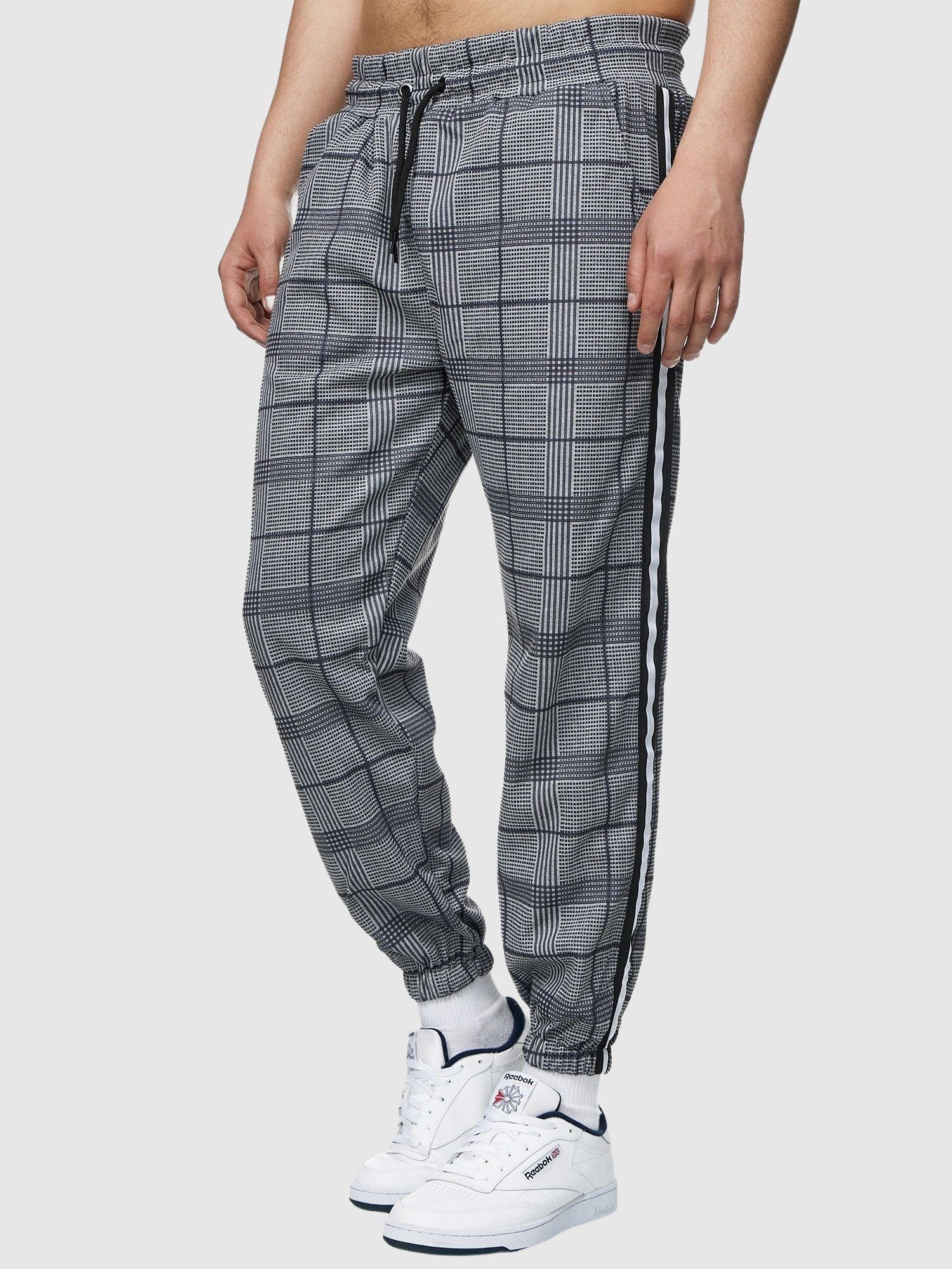 Jogginghose Grau Männer Jogginghose Sweatpants, Stripe John Trainingshose Sweatpants (Sporthose Freizeit 1-tlg) Trainingshose Herren Fitness Kayna Casual Sport hose