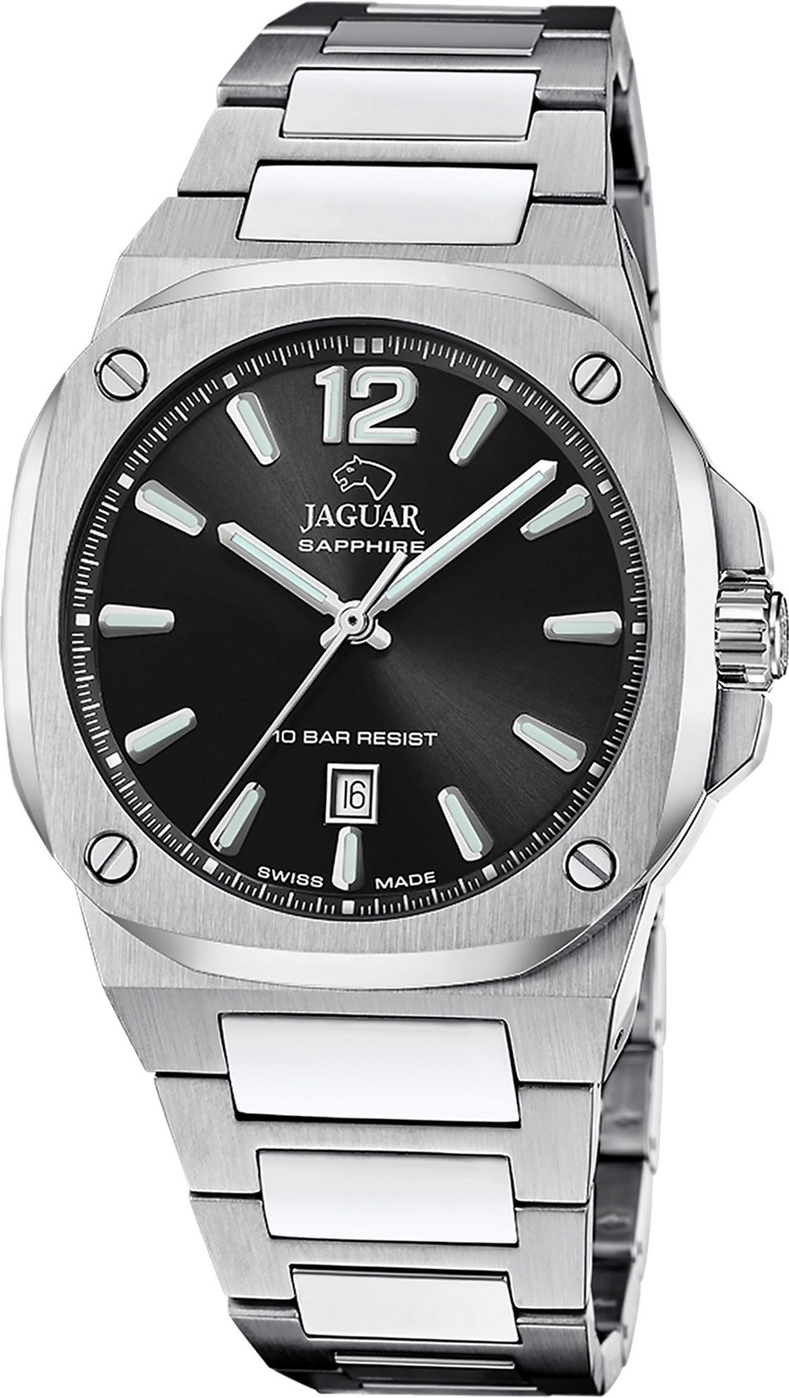 JAGUAR Quarzuhr Jaguar Herrenuhr Edelstahl silber Jaguar, (Analoguhr), Herren Armbanduhr rund, Edelstahlarmband silber