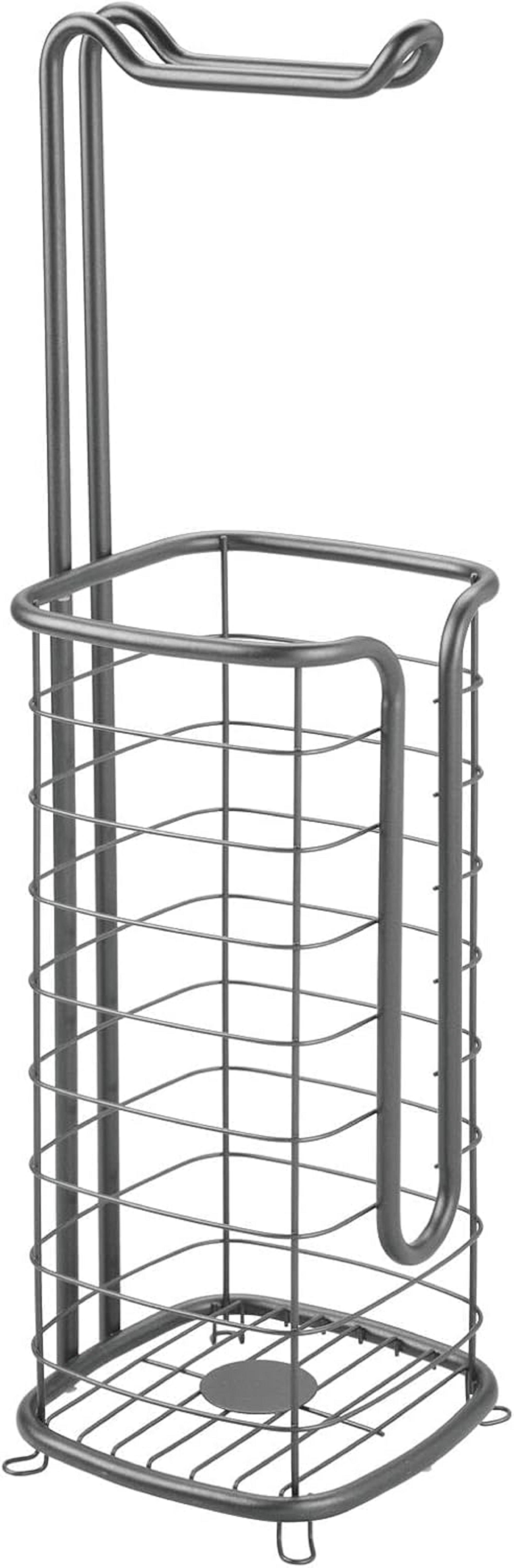 mDesign Badaccessoire-Set Toilettenpapierhalter Stand dunkelgrau Klopapierhalter WC Rollenhalt