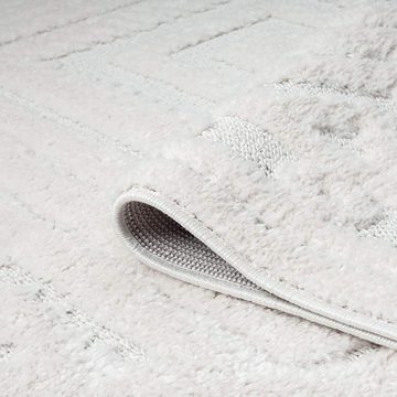 Hochflor-Teppich FOCUS777, Carpet City, rund, Höhe: 20 mm, Boho-Teppich, Hochtief-Muster/ 3D-Effekt, für Wohnzimmer, Schlafzimmer