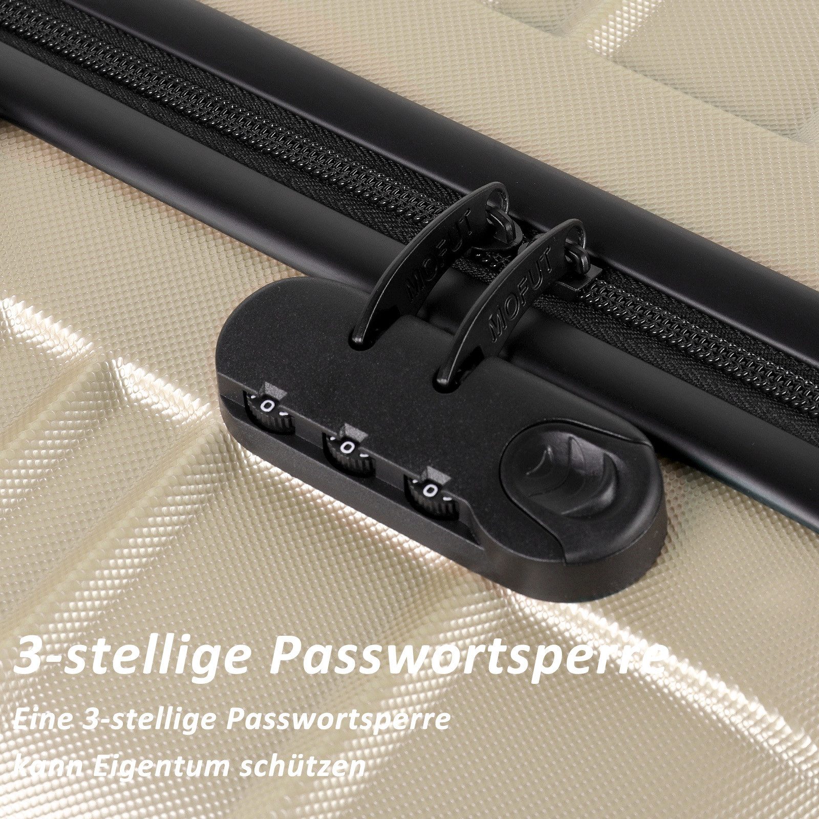 MoFut Koffer Zwillingsrollen Reisekoffer Koffer Trolleys Hartschale (M/L/XL), 4 Rollen, Trolley Handgepäck Große Kapazität mit 4 Rollen und Zahlenschloss