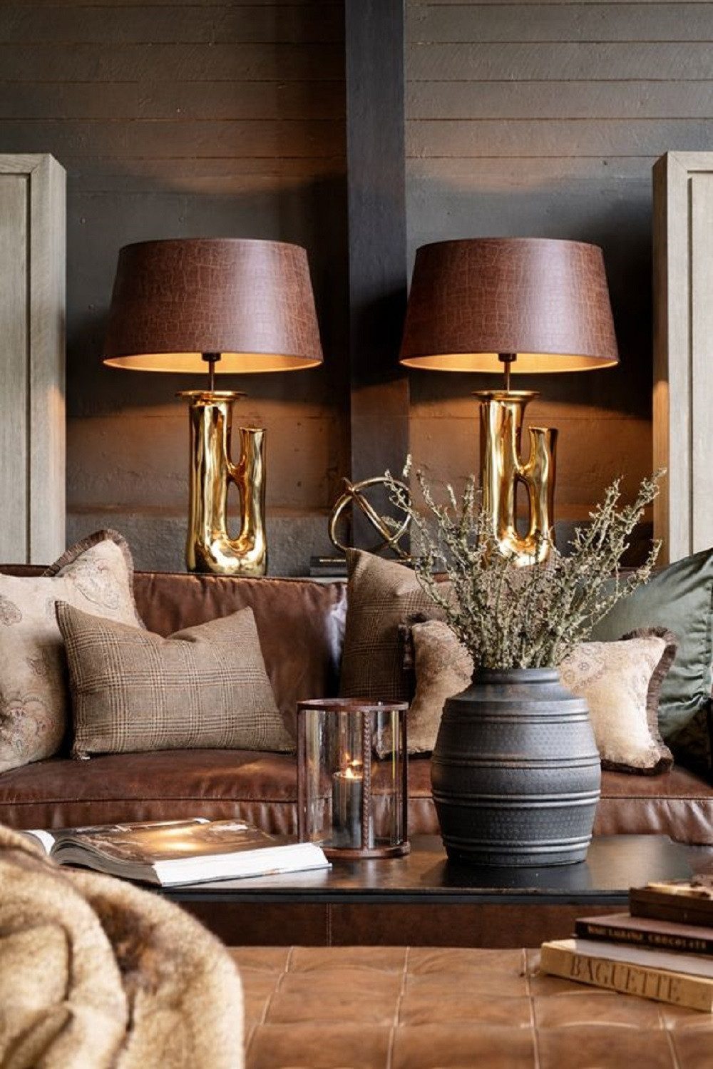 AMBIENTE-LEBENSART.DE Lampenschirm Designer Lampenschirm Kaiman Optik Leder Imitat