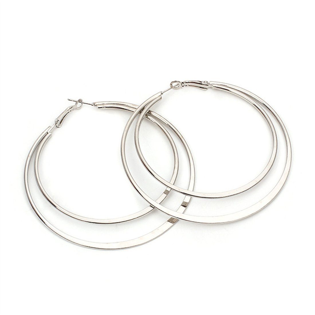 Silber Ohrstecker Ohrring Kreis übertrieben Metall Damen Paar Ohrring DÖRÖY Set, Zubehör doppelte