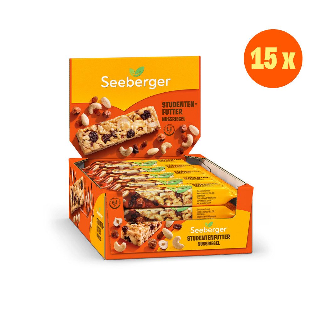 Seeberger Snacks Nüsse Seeberger Nussriegel Studentenfutter Multipack – 15 × 35 g, gesunder E, 15 x 35 g, 1 St.