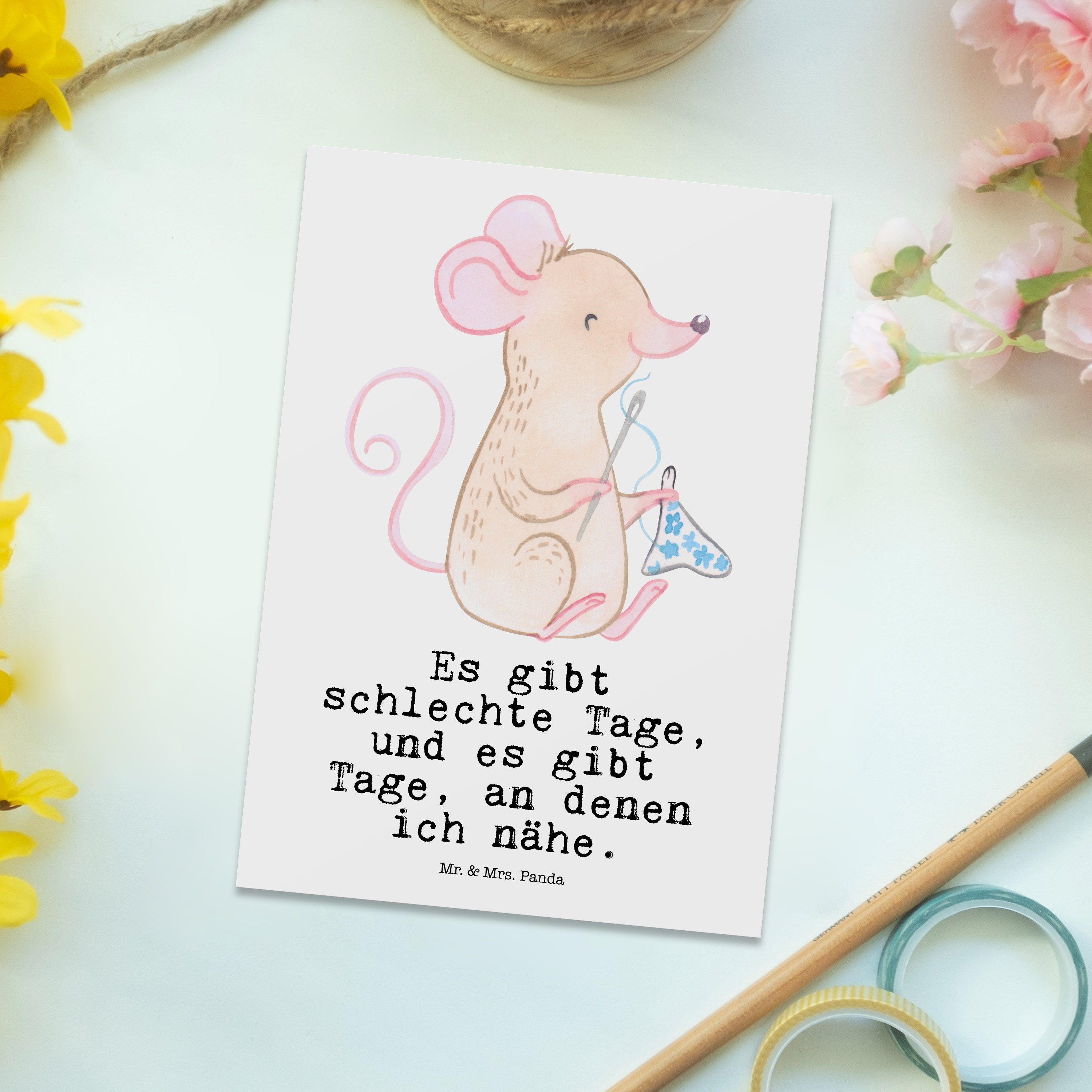 Maus & Dankeskarte, Weiß Nähen Mr. Schenken, - Mrs. Geschenk, Tage Postkarte Nähk Sport, - Panda