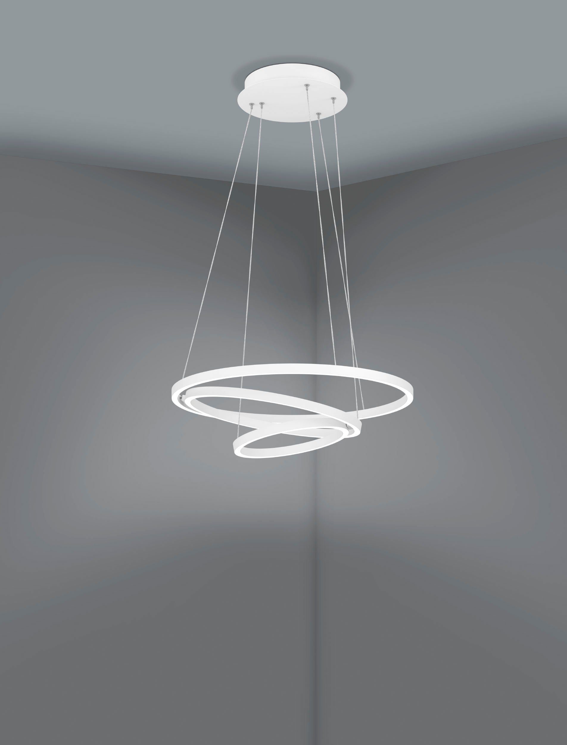 EGLO Hängeleuchte LOBINERO-Z Hängelampe weiß, Tuneable White, ZigBee 3.0, Pendellampe, Bluetooth, CCT - über Fernbedienung, Dimmfunktion, Ein-/Ausschalter, Farbsteuerung, Farbwechsel, Memoryfunktion, Nachtlichtfunktion, Smart Home, Weckerfunktion, dimmbar über Fernbedienung, mehrere Helligkeitsstufen, LED fest integriert, warmweiß - kaltweiß, Timer, App/Sprachsteuerung Alexa, ‎‎‎‎58x58x110cm, exkl. Fernbedienung
