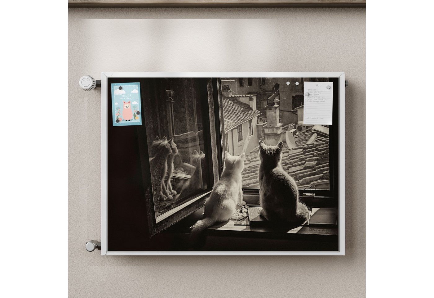 Thumbnail - DEQORI Magnetfolie 'Katzen auf Fensterbrett', beschreibbar Heizung Magnetmatte magnetisch Magnetfolie