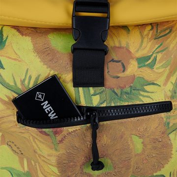 NEW REBELS Cityrucksack Roll Up RollTop Kurier Rucksack New York Sunflowers, Sonnenblumen, wasserabweisend, Laptopfach