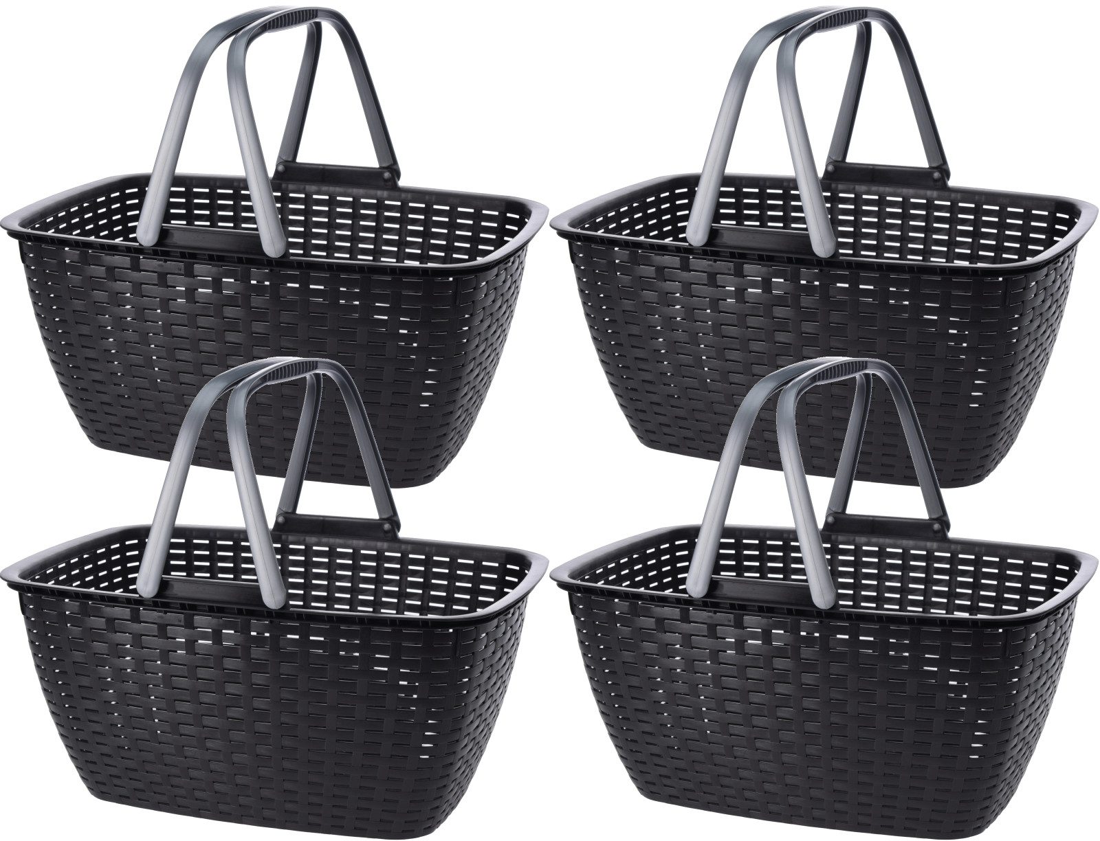 Koopman Einkaufskorb Tragekorb Kunststoff 23 L Rattan Optik 1/2/4/8 er Set, günstig online kaufen
