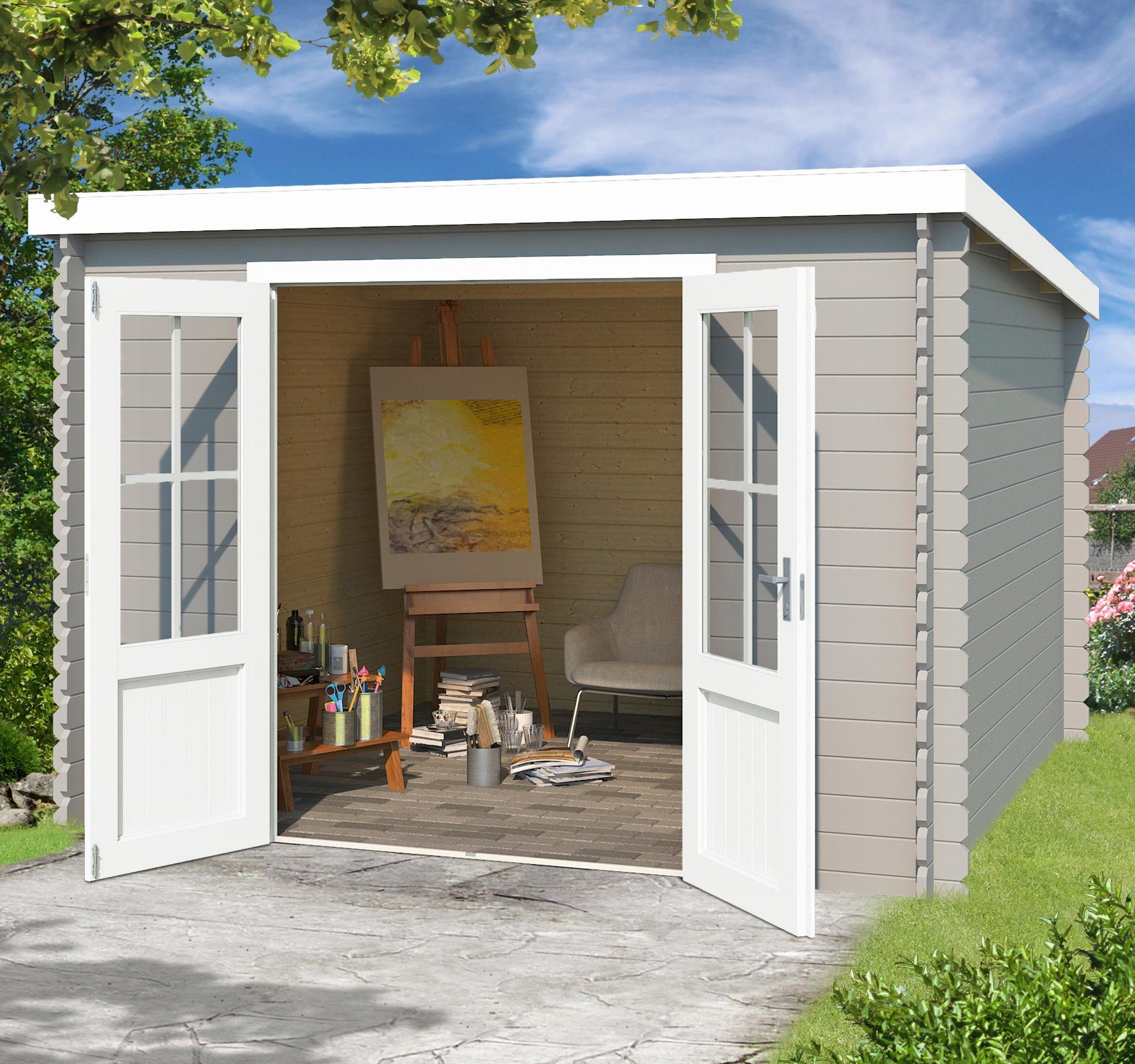 LASITA MAJA Gartenhaus Atlanta, BxT: 312x259 cm, Blockbohlenhaus 28mm