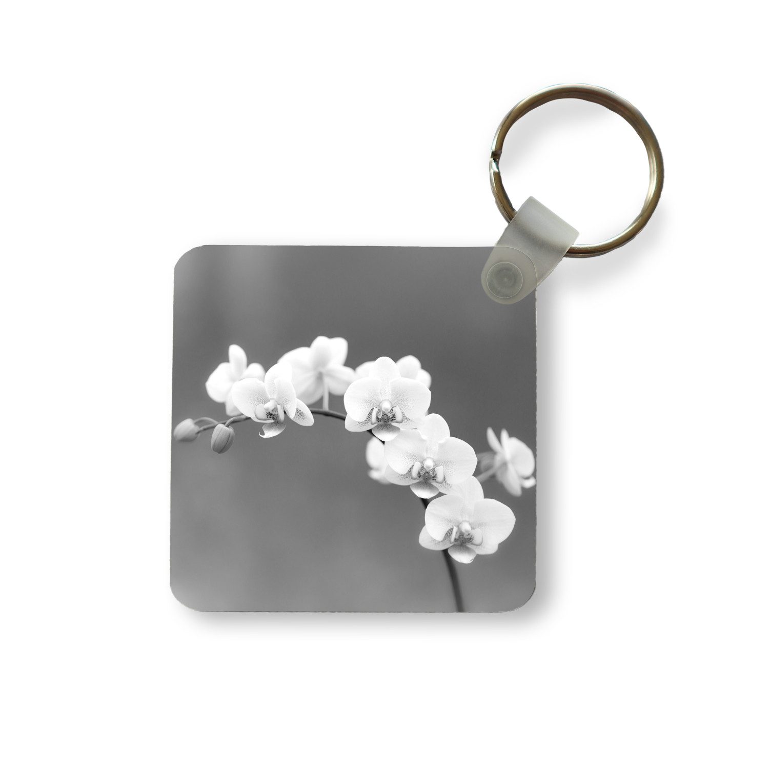 Schlüsselanhänger Orchidee - Blumen - Pflanze - Weiß - Lila