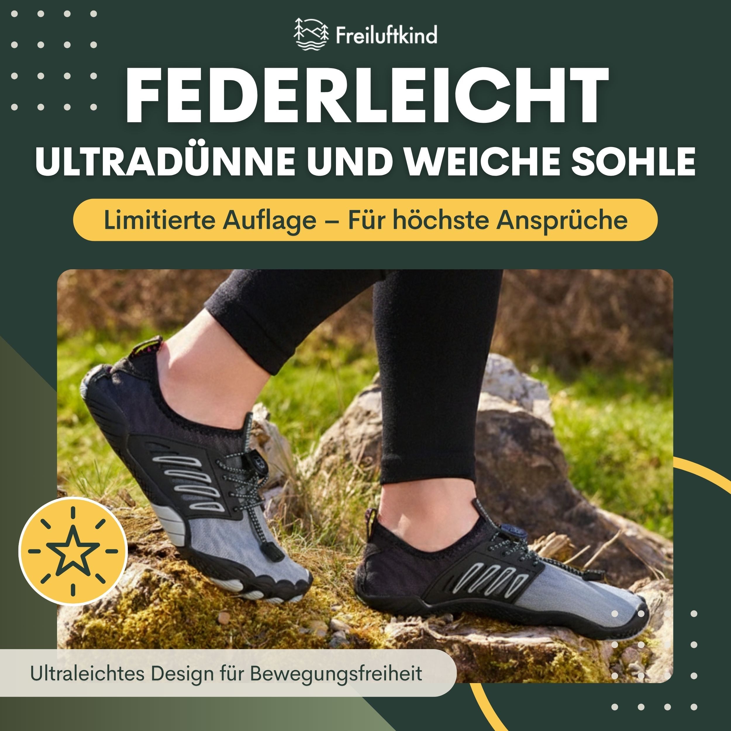 Freiluftkind Das Original – Tokai rutschfeste Barfußschuhe Sneaker Schnellverschluss