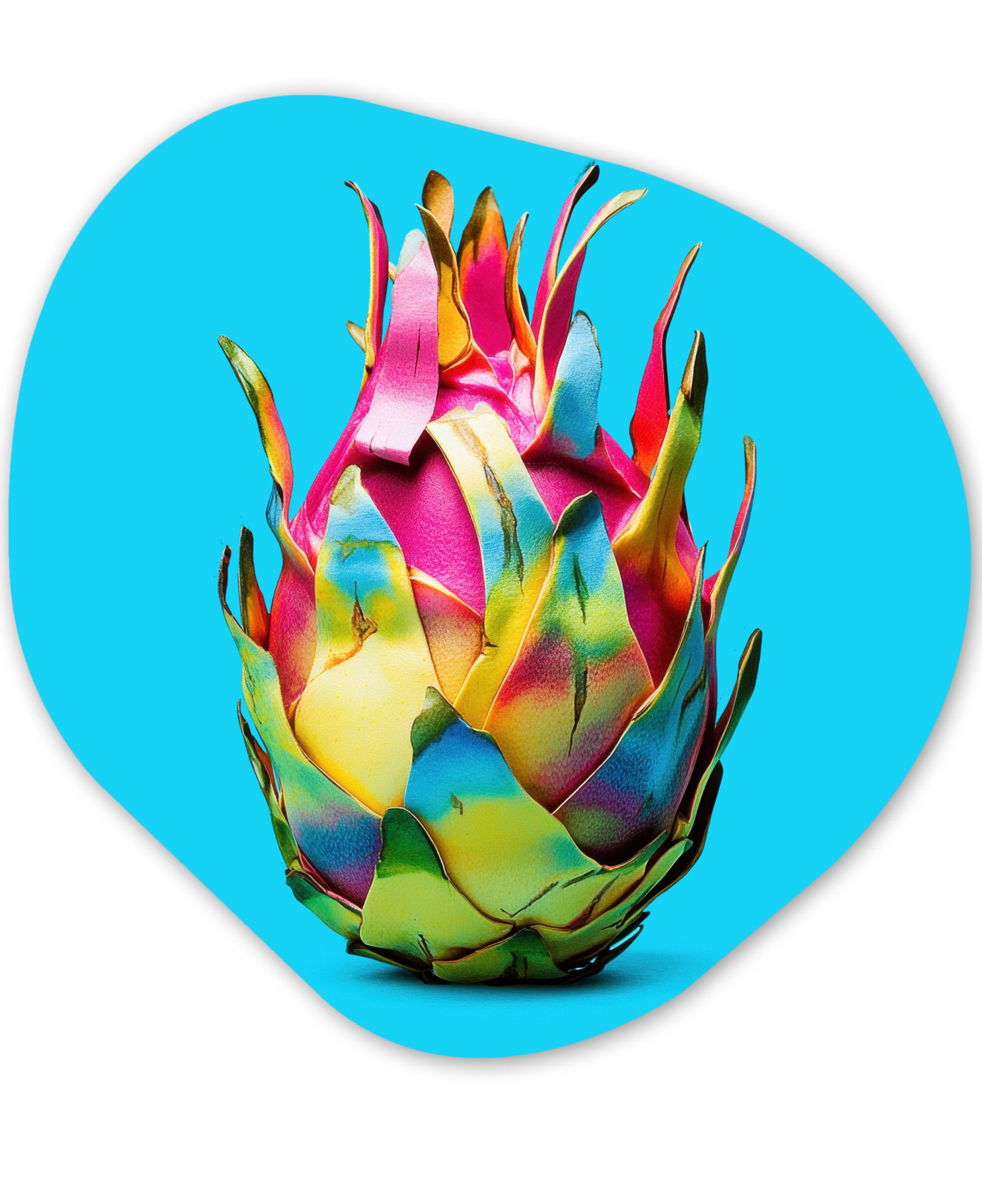 MuchoWow Gemälde Drachenfrucht - Blau - Vivid, Fotodruck (1 St), Wandbild Abstrakt, Wohnzimmer Schlafzimmer Wanddekoration, 40x40 cm